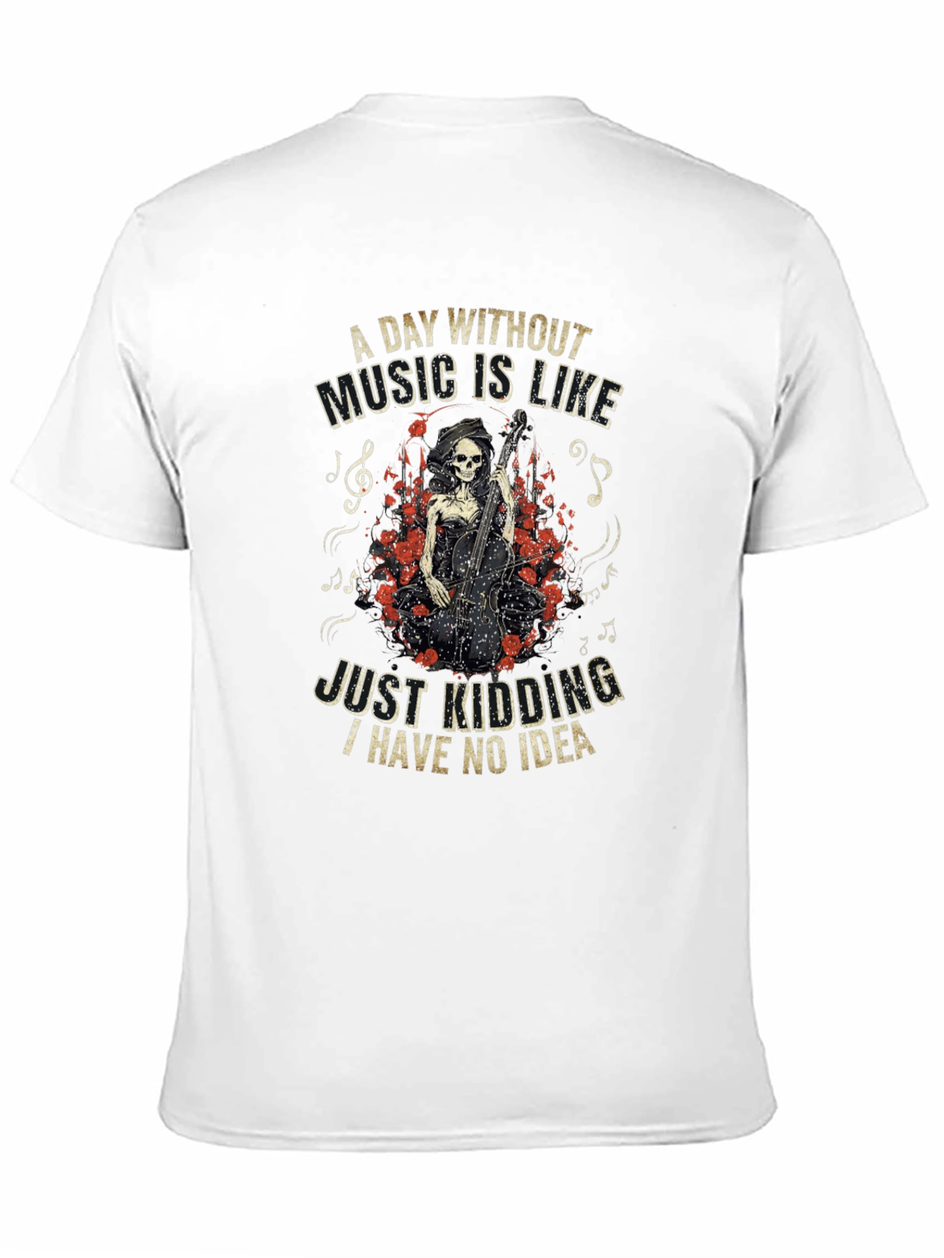 Black Music Lover T-Shirt - Grim Reaper Cello view 11