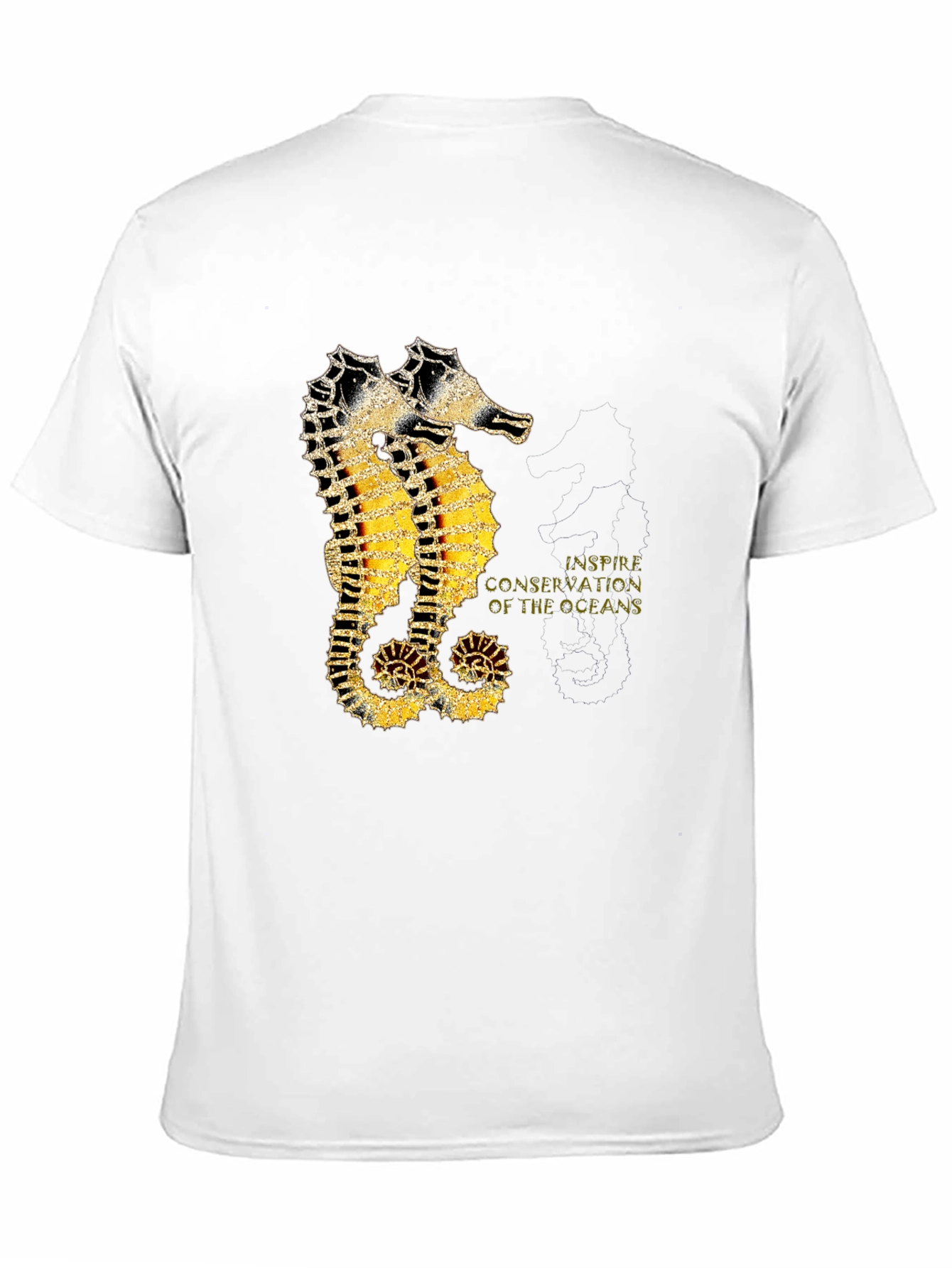 Black Seahorse Inspire Oceans Conservation Black T-Shirt view 11