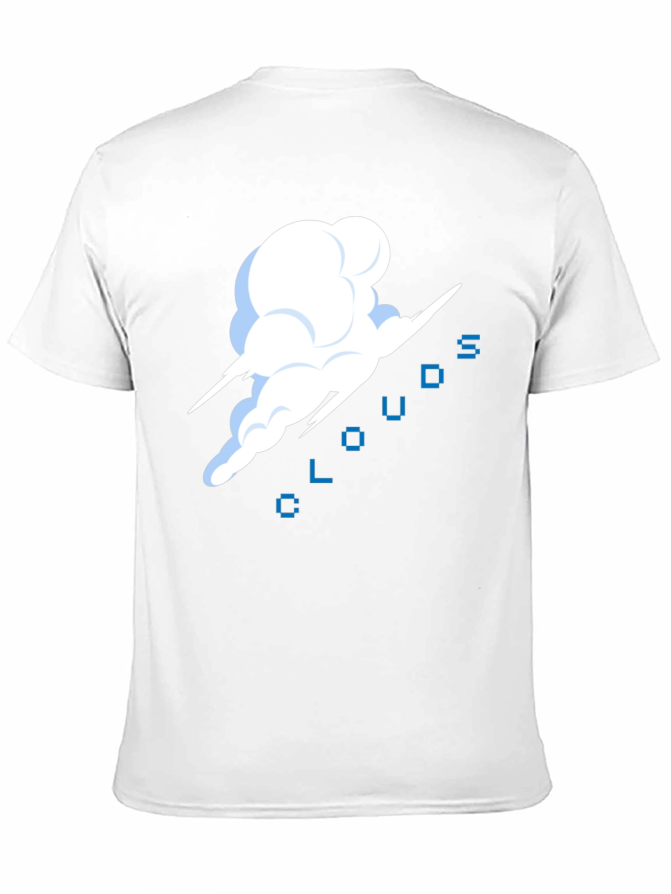 Black Pixel Clouds Black T-Shirt view 11