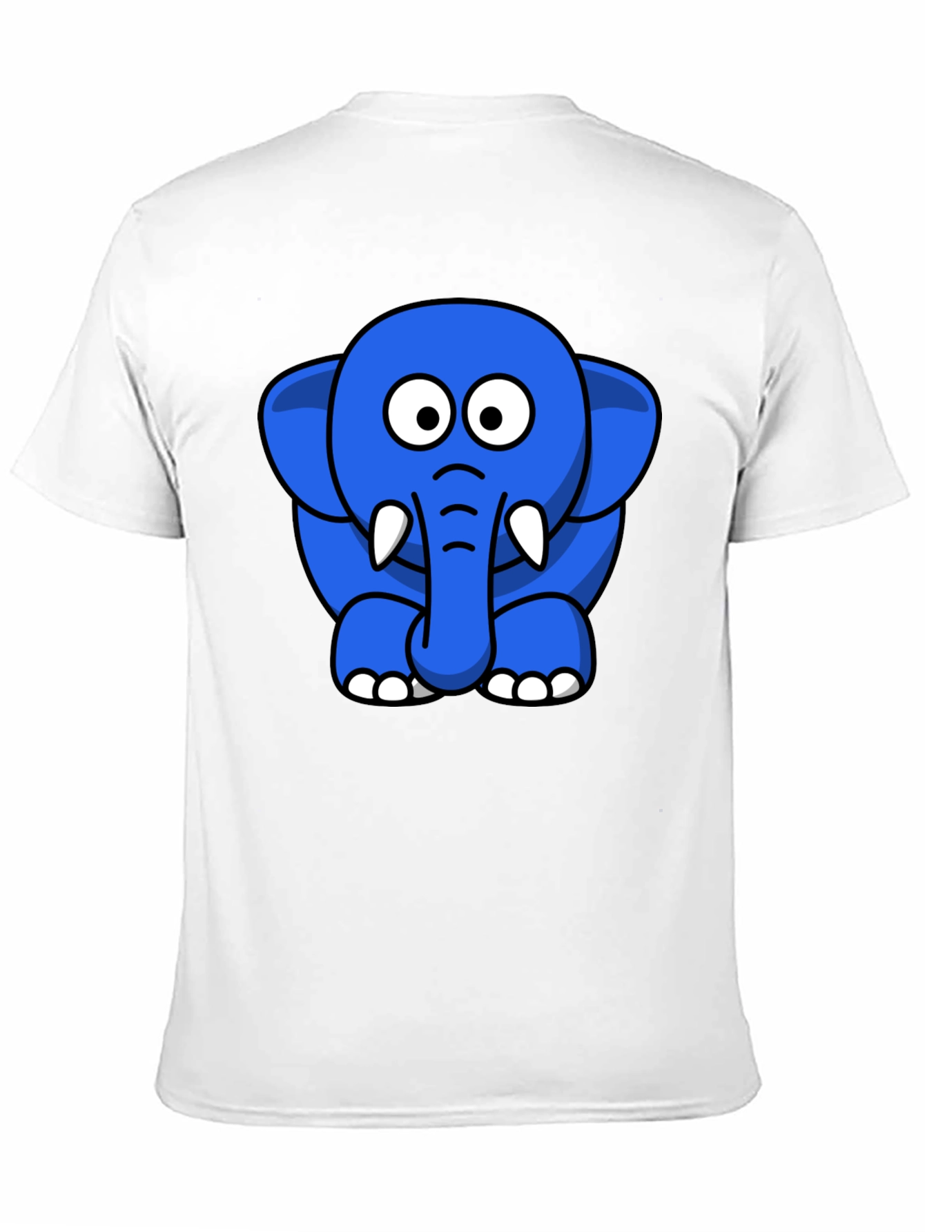 Black Cute Blue Cartoon Elephant Black T-Shirt view 11