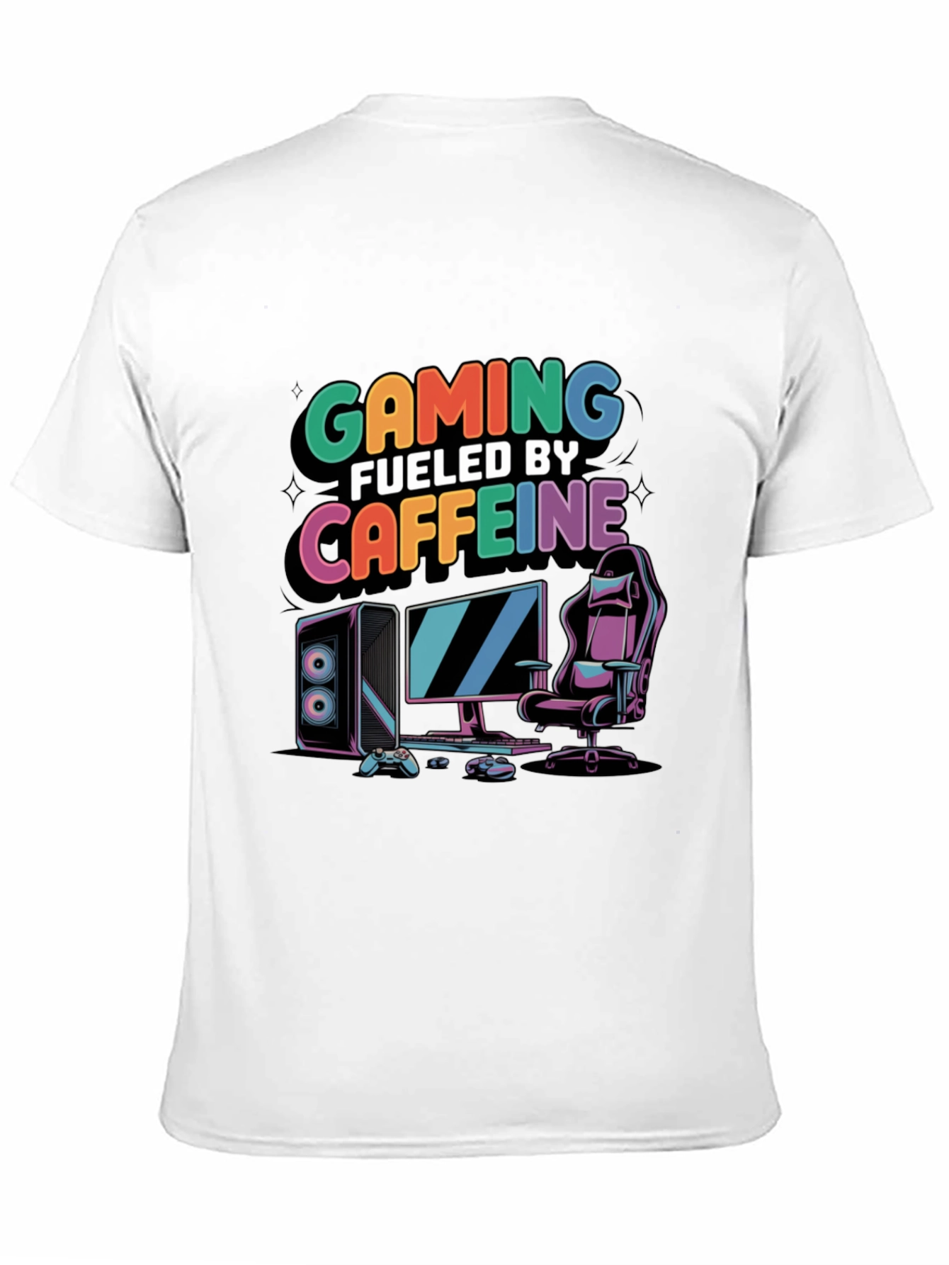 Black Gaming Fueled by Caffeine Black T-Shirt view 11