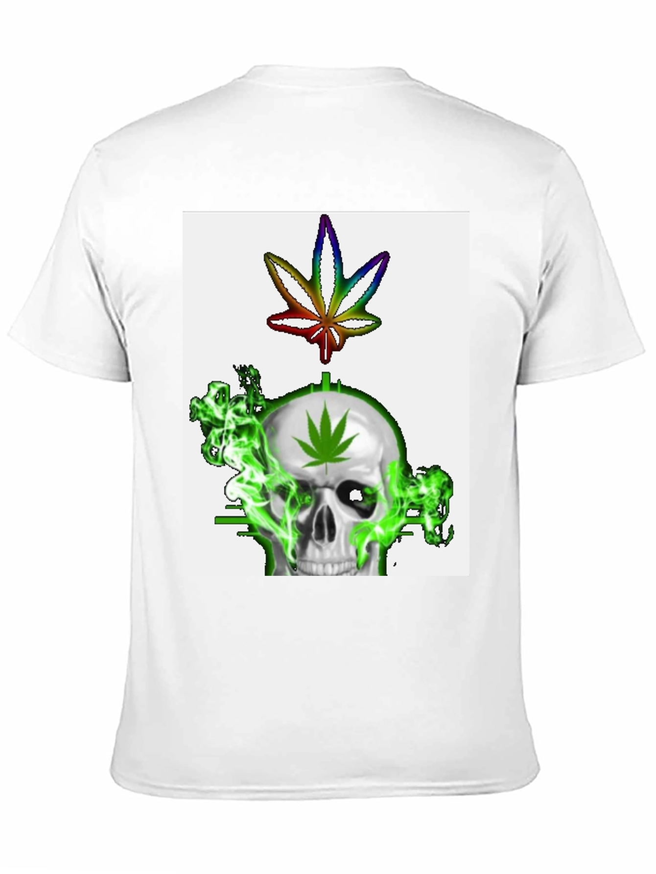 Black Skull & Weed Leaf Graphic T-Shirt view 11