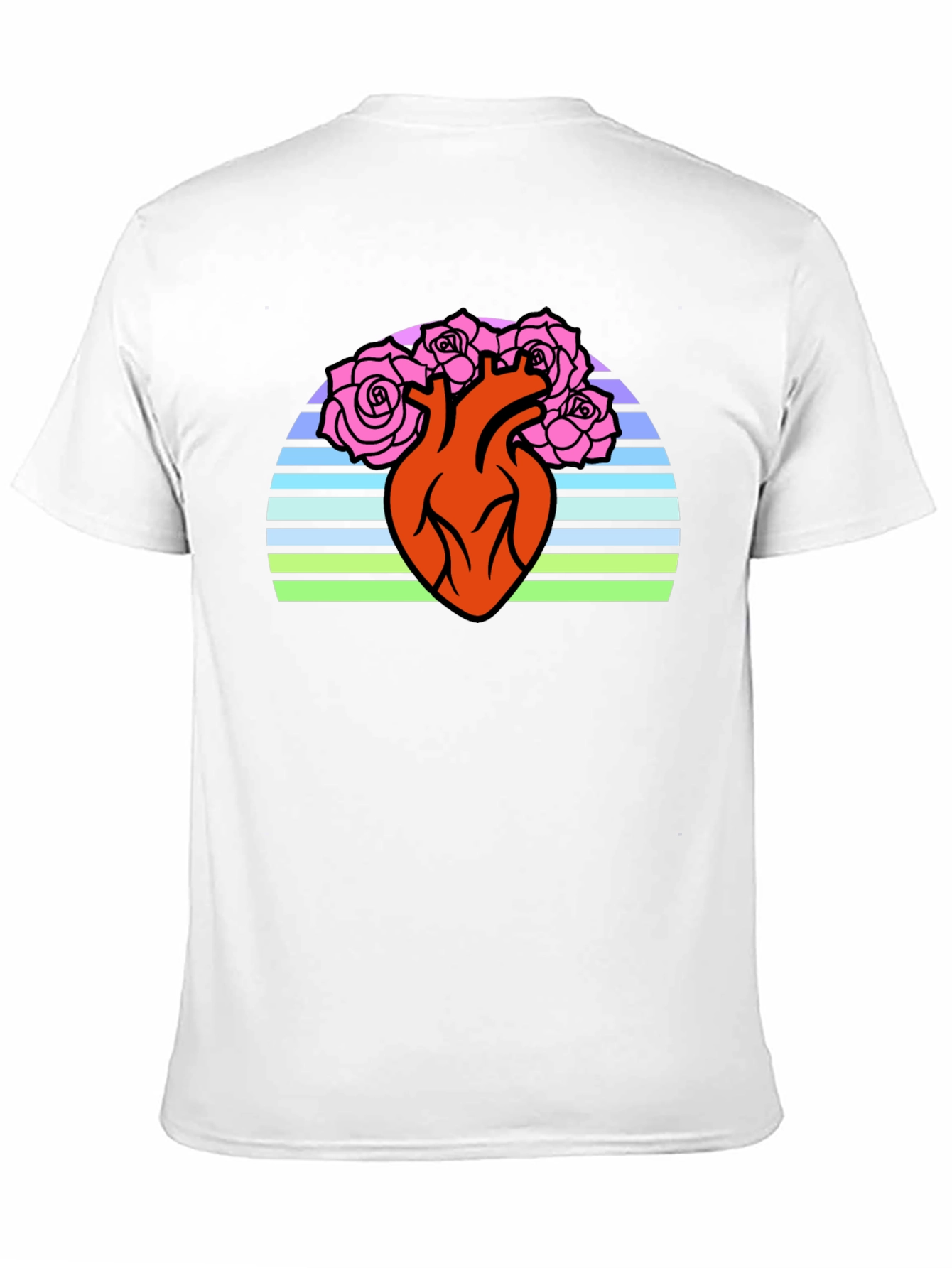 Black Anatomical Heart & Roses Graphic T-Shirt - Black view 11