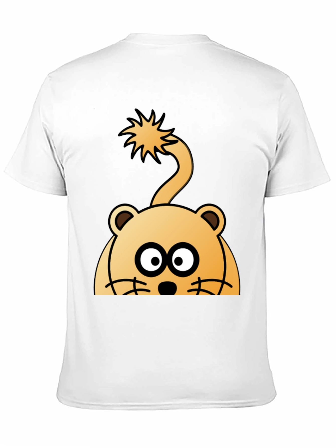 Cartoon Lion Peek-a-boo Black T-Shirt - 11