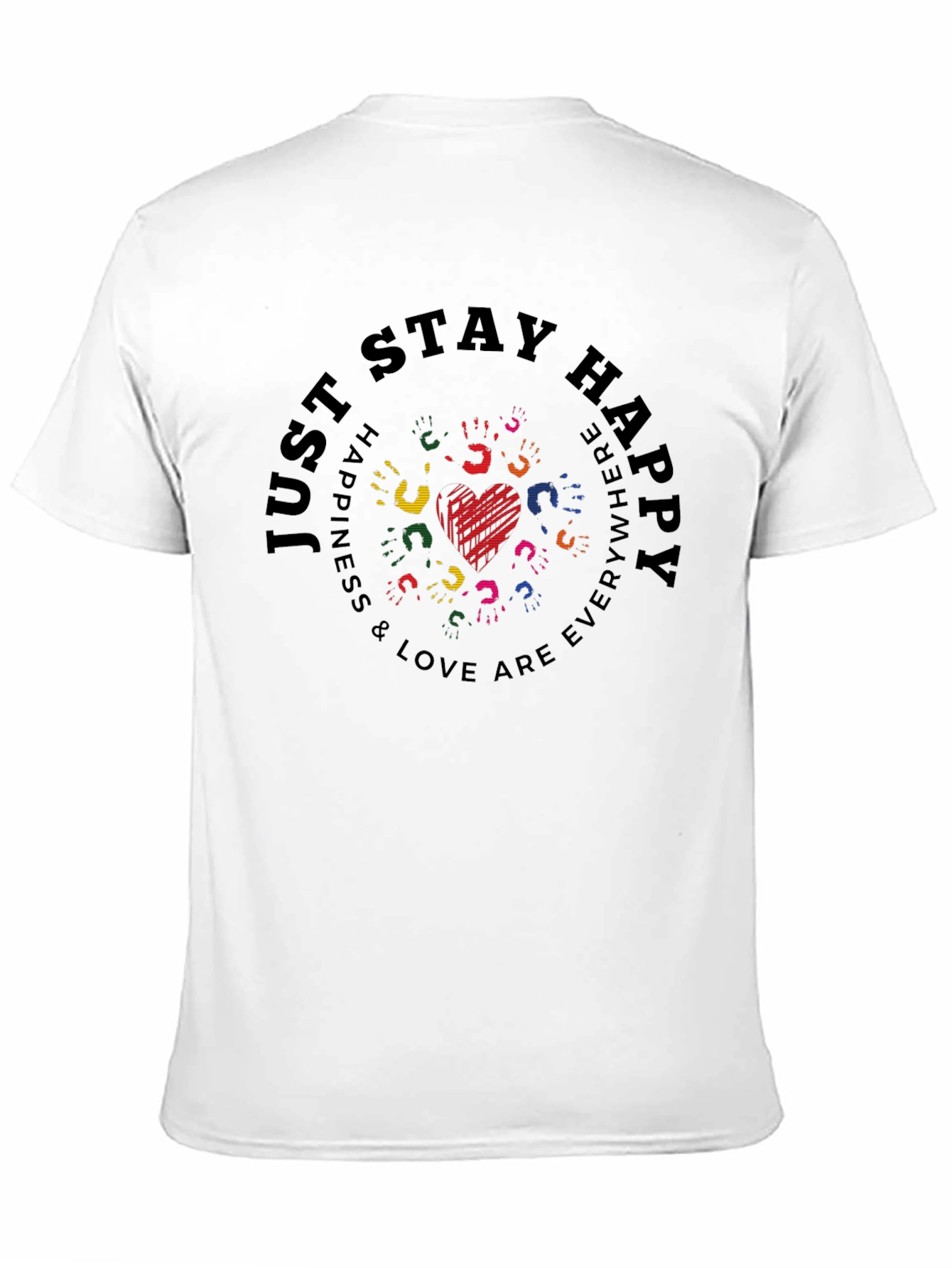 Black Stay Happy Graphic Tee - Unisex Black T-Shirt view 11