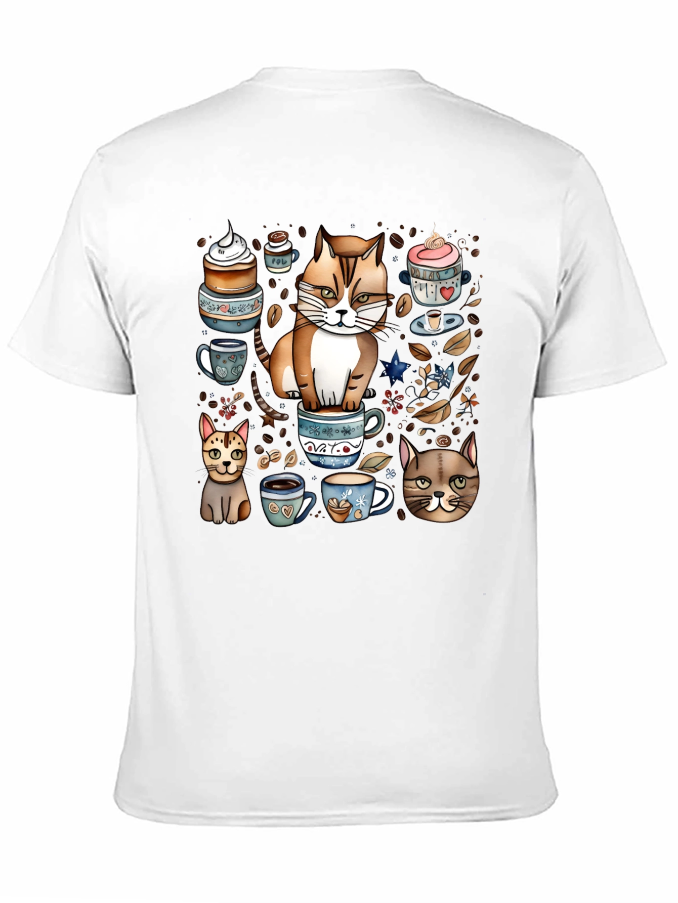 Black Cat & Coffee Lover T-Shirt - Cute Cartoon Design view 11