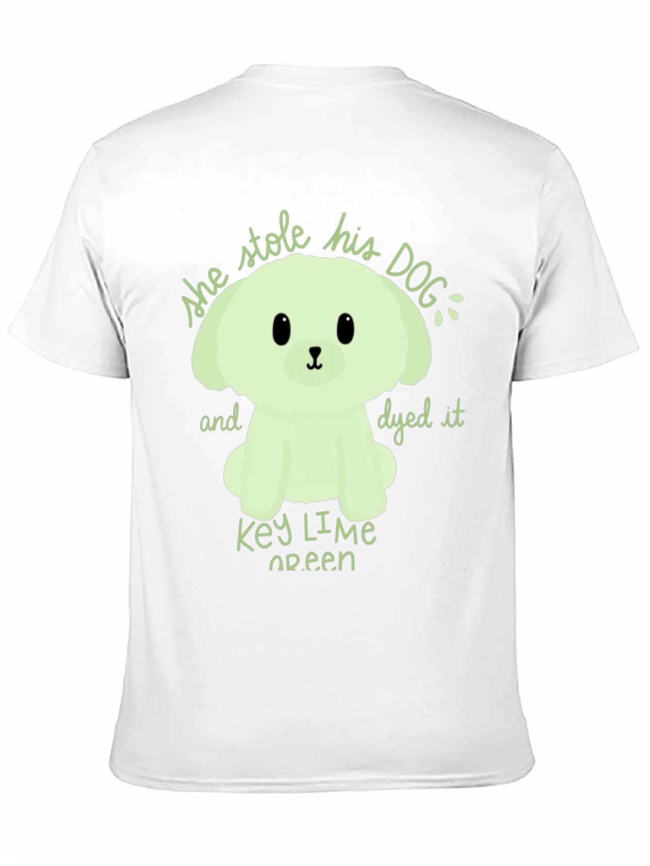 Black Key Lime Green Dog T-Shirt - 'She Stole His Dog' Graphic Tee view 11