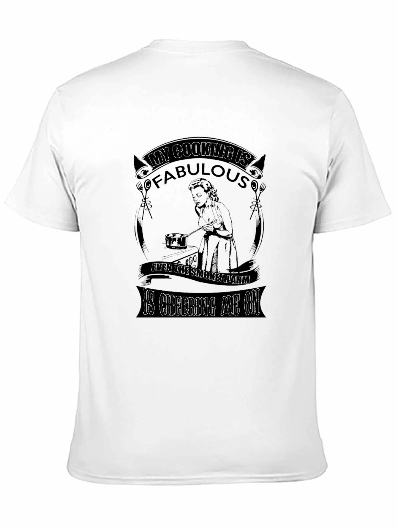Black Funny Cooking T-Shirt - "My Cooking is Fabulous" view 11