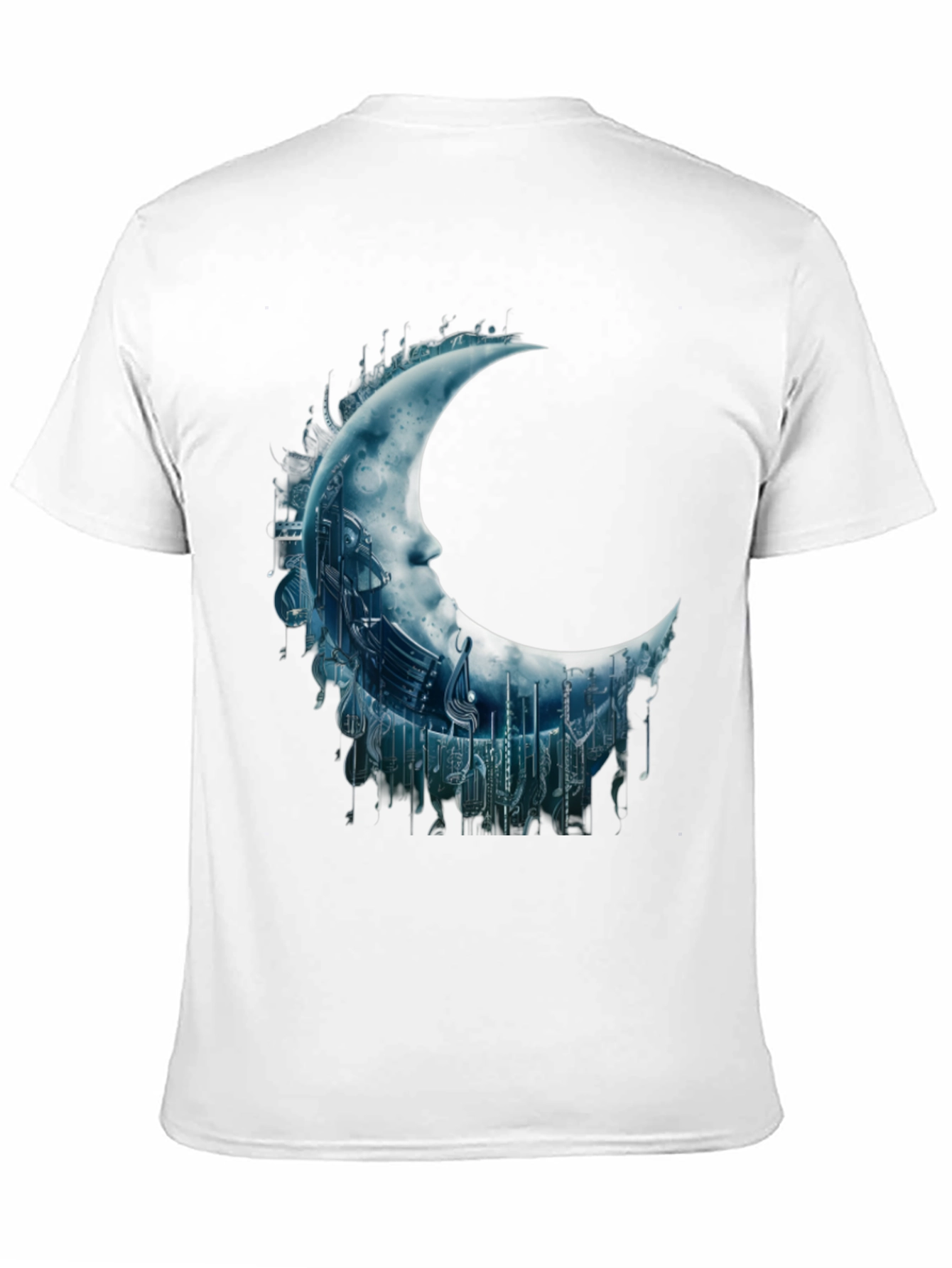 Black Crescent Moon Music Note Graphic Tee - Black view 11