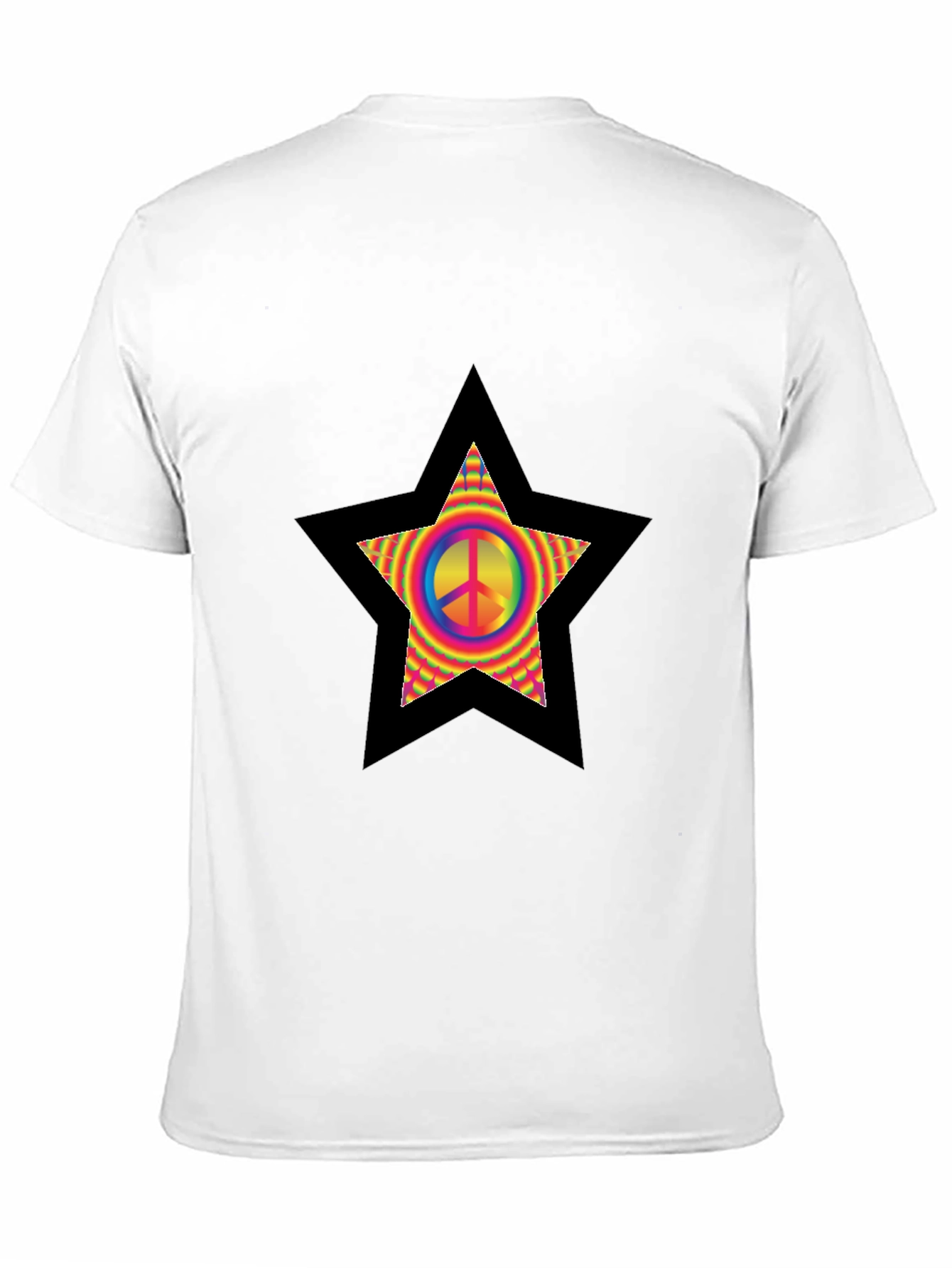 Black Peace Star T-Shirt - Retro Hippie Style view 11