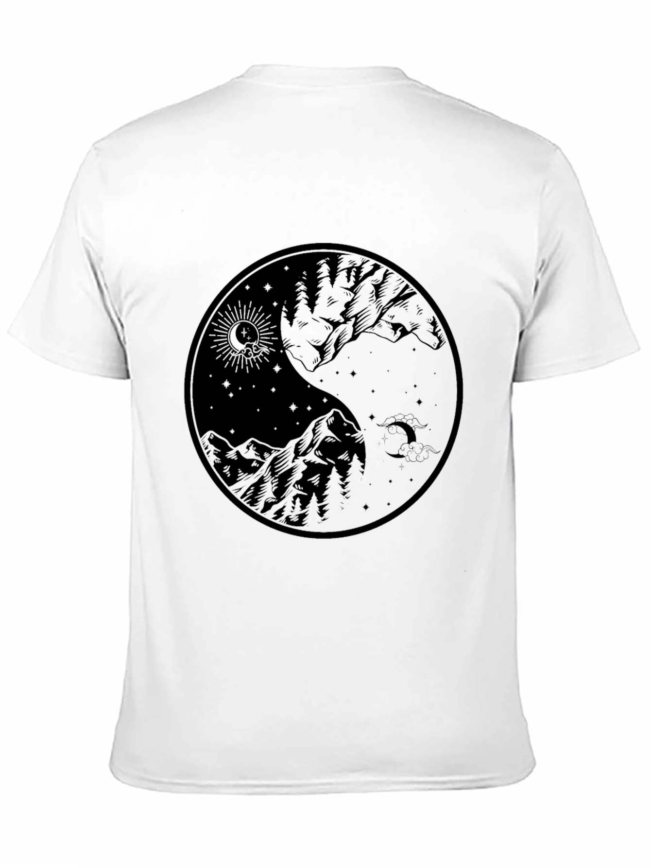 Black Yin Yang Mountain Graphic Tee - Black view 11