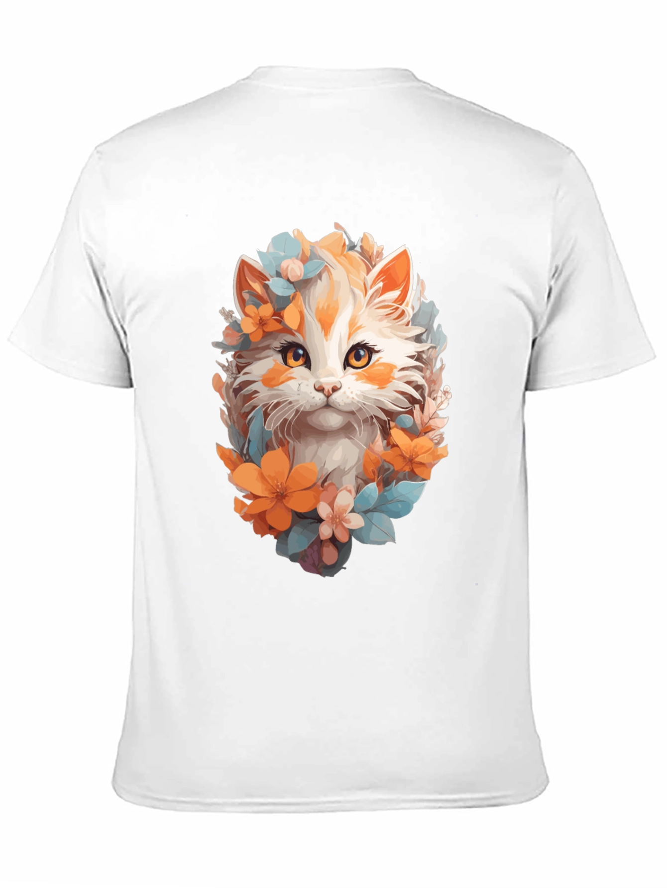 Black Floral Cat Graphic Black T-Shirt view 11