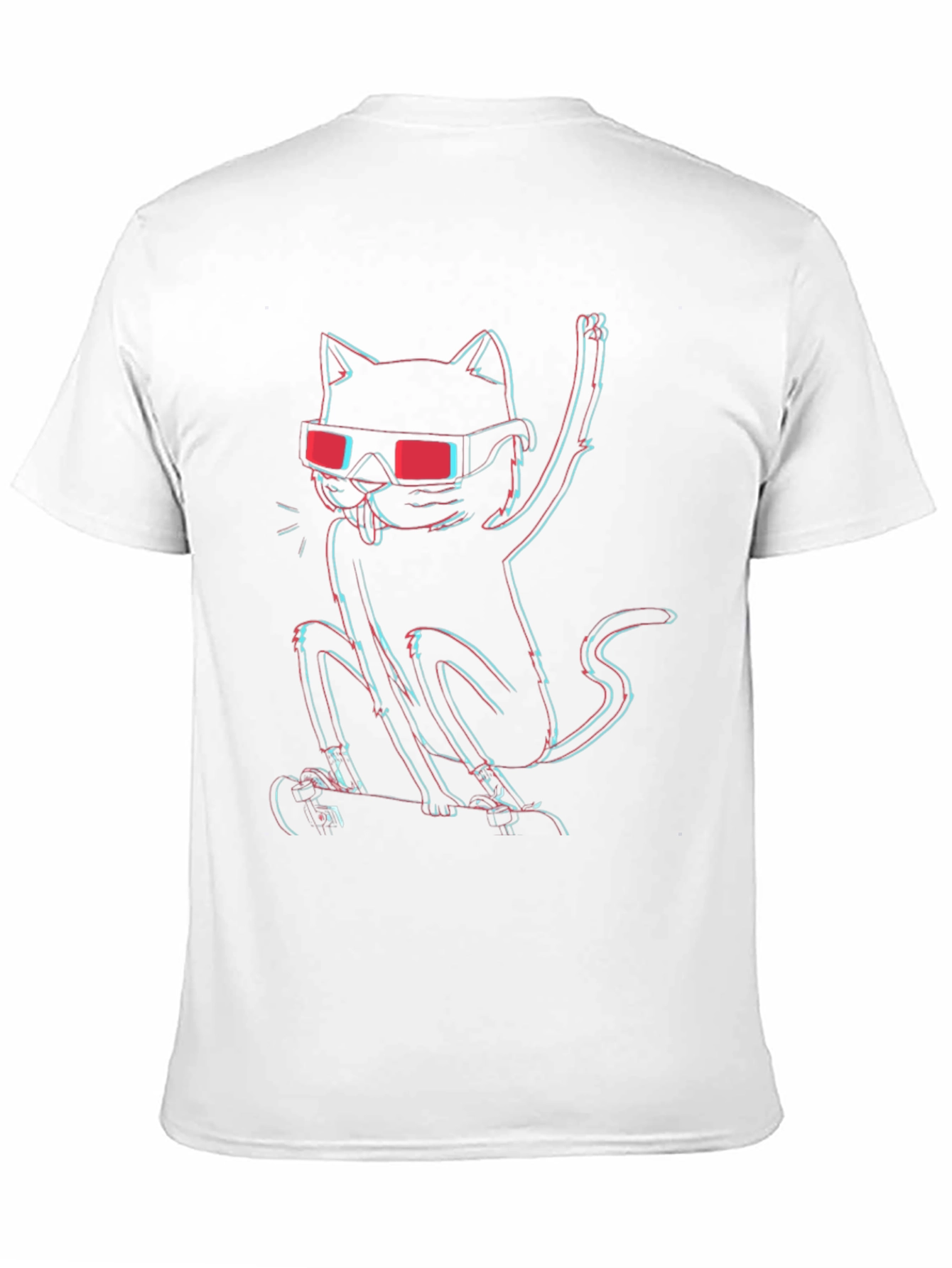 Black Cool Cat 3D Effect Graphic T-Shirt view 11