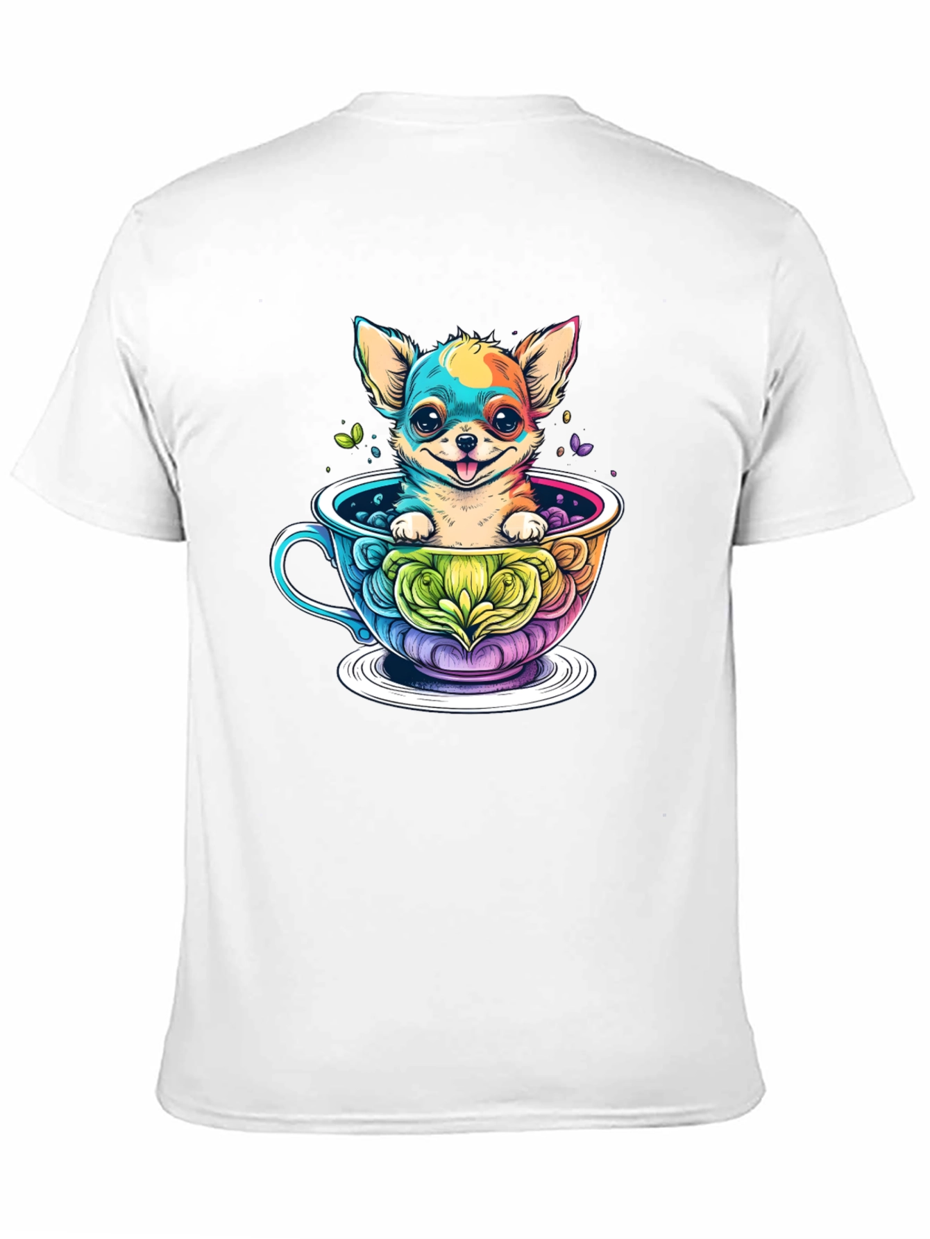 Black Chihuahua in Teacup Graphic Black T-Shirt view 11
