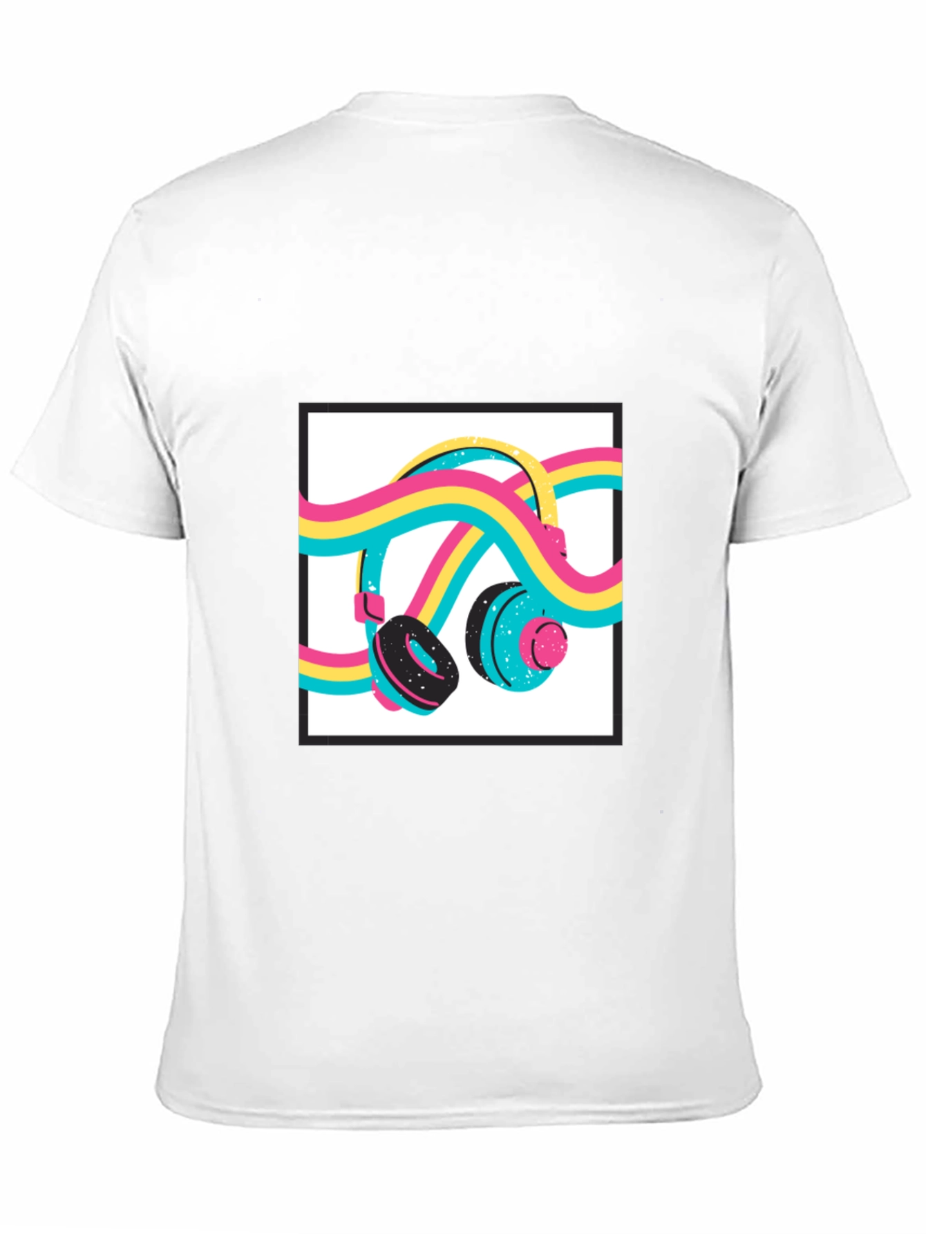 Black Retro Headphones Graphic Tee - Black Cotton Blend Shirt view 11