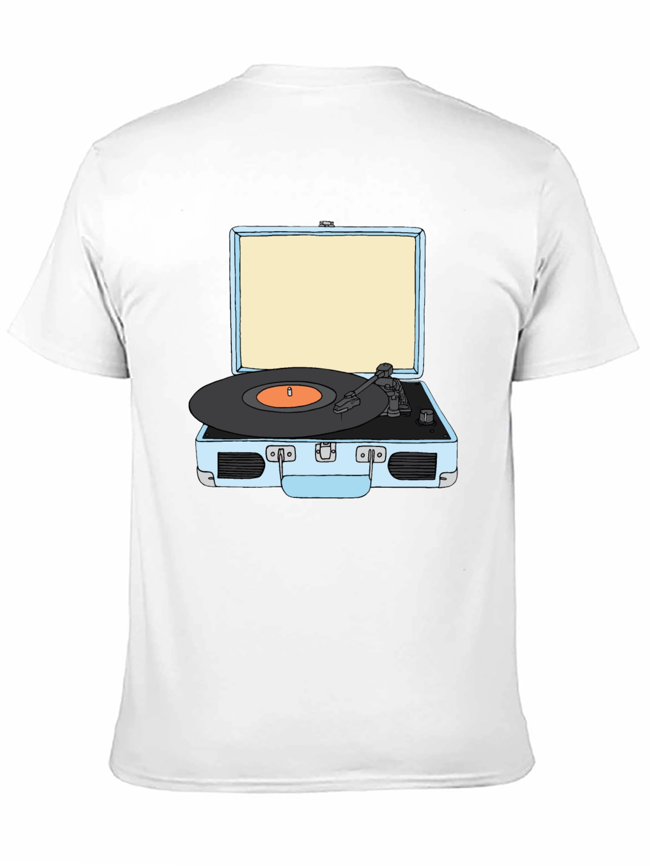 Black Retro Turntable Graphic Tee - Black Cotton T-Shirt view 11
