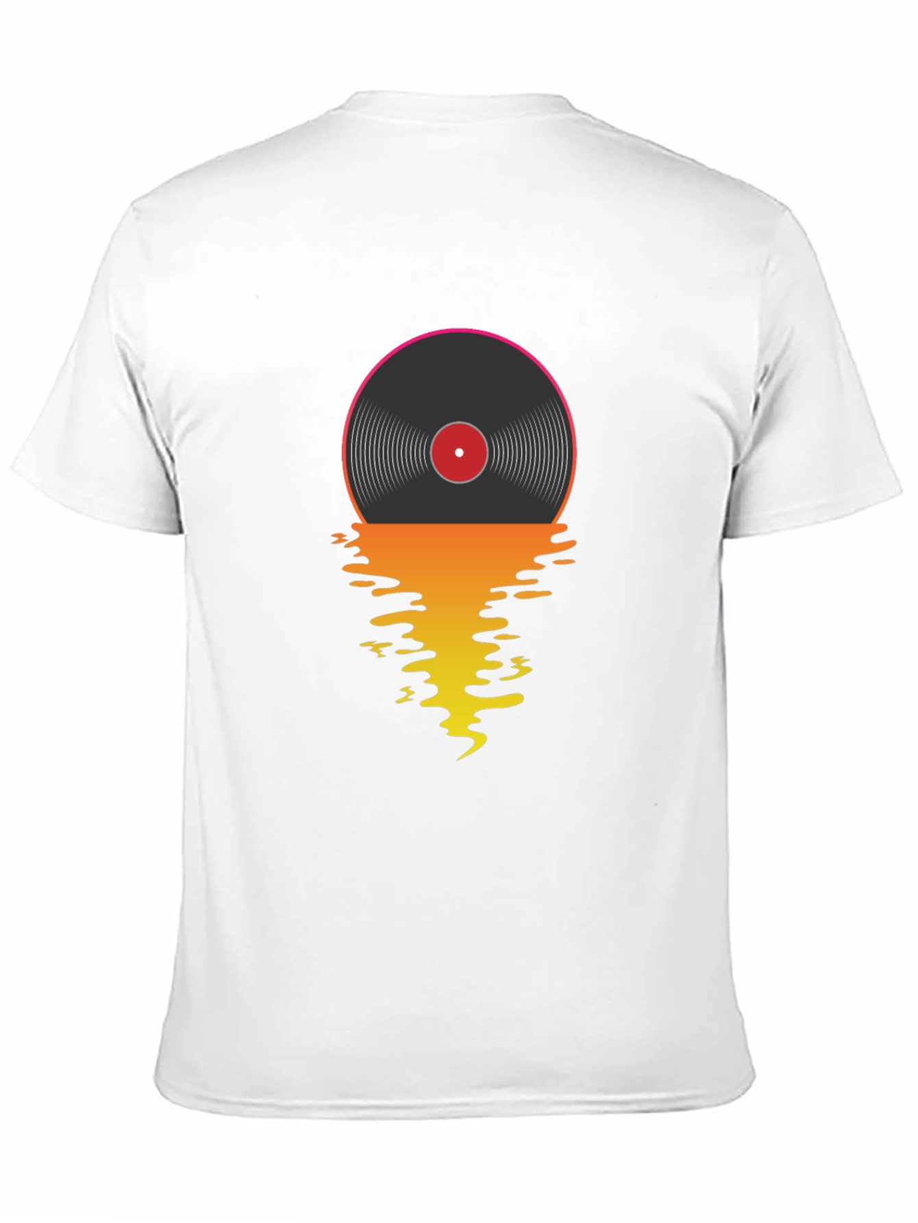 Black Retro Vinyl Record Sunset Graphic T-Shirt view 11