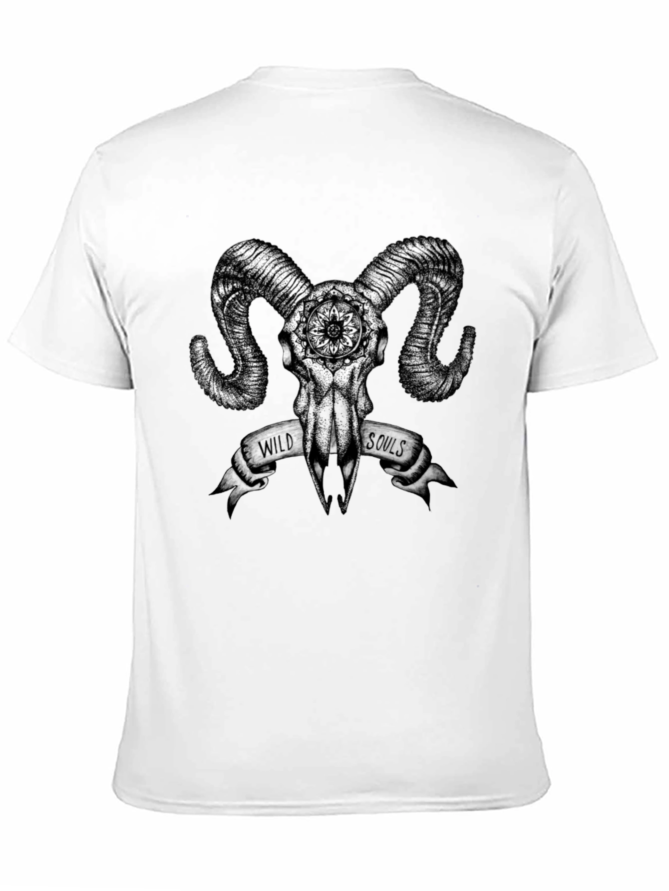 Black Wild Souls Ram Skull Graphic Tee view 11