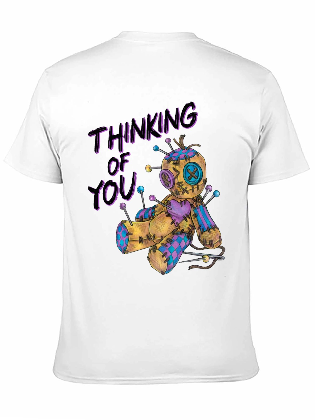 Black Thinking of You Voodoo Doll Graphic T-Shirt view 11