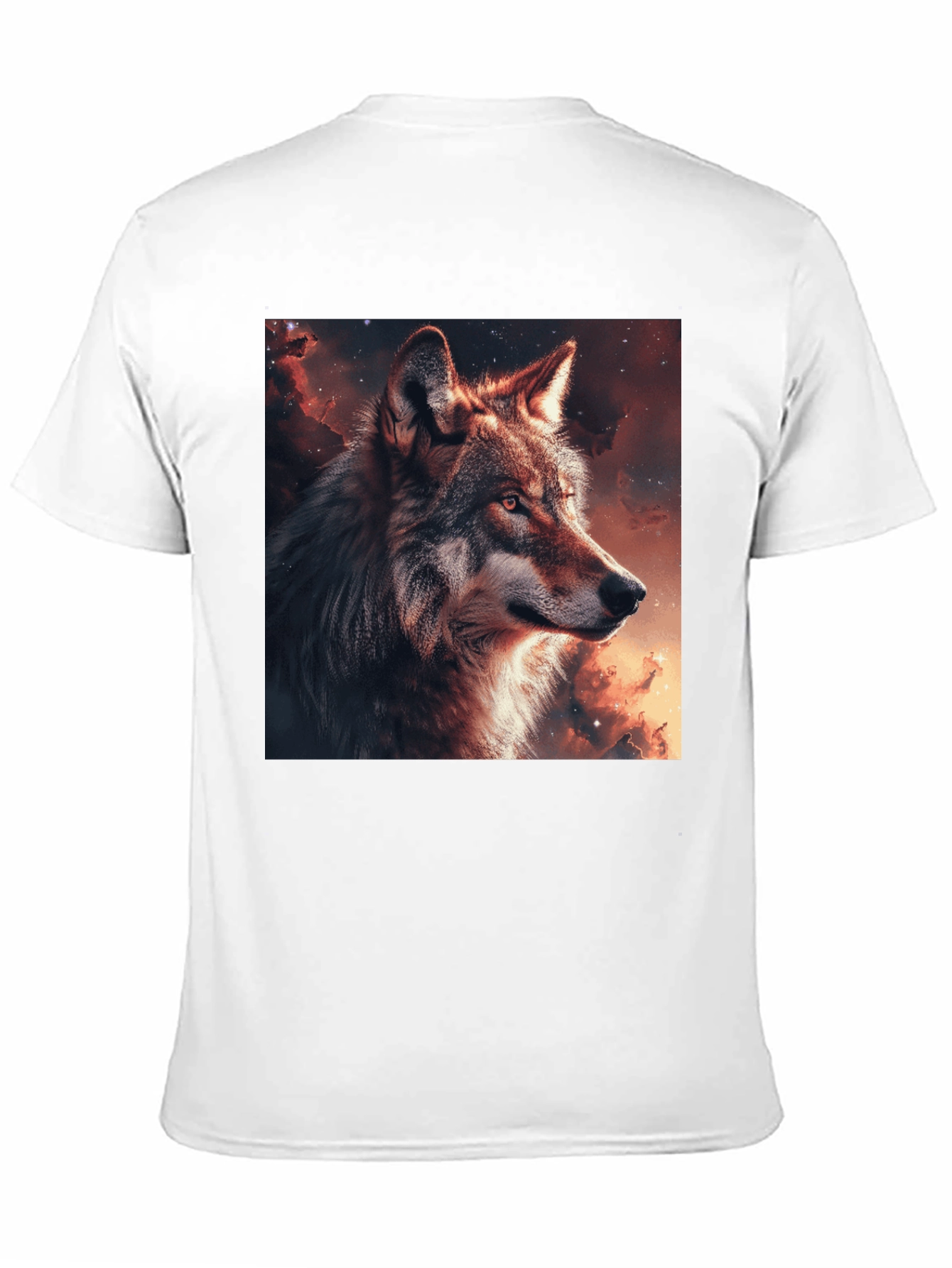 Black Wolf Galaxy Graphic T-Shirt - Men's Black Tee view 11