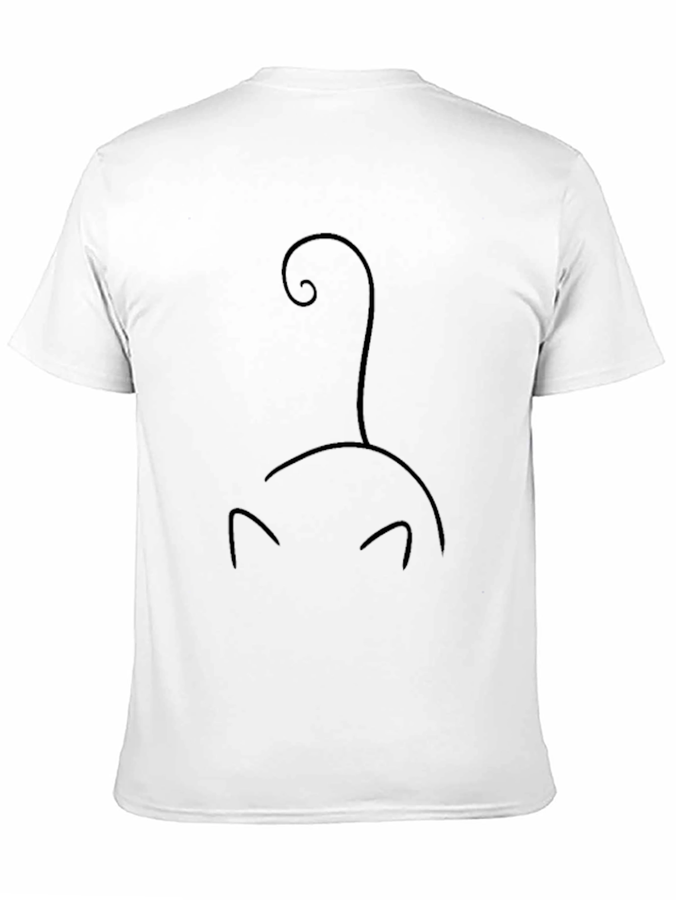 Black Minimalist Cat Silhouette Black T-Shirt view 11