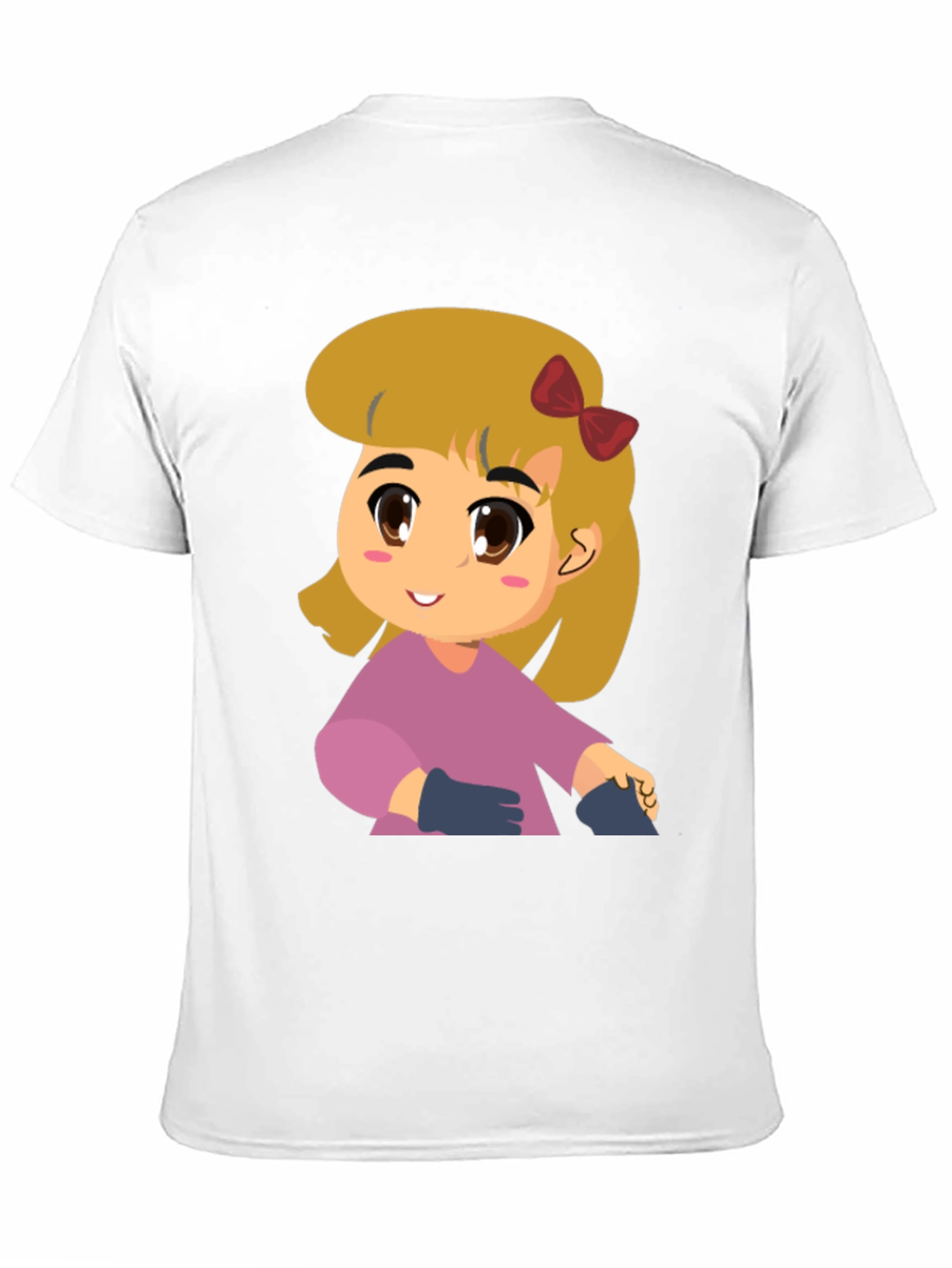 Black Cute Girl Cartoon Black T-Shirt view 11