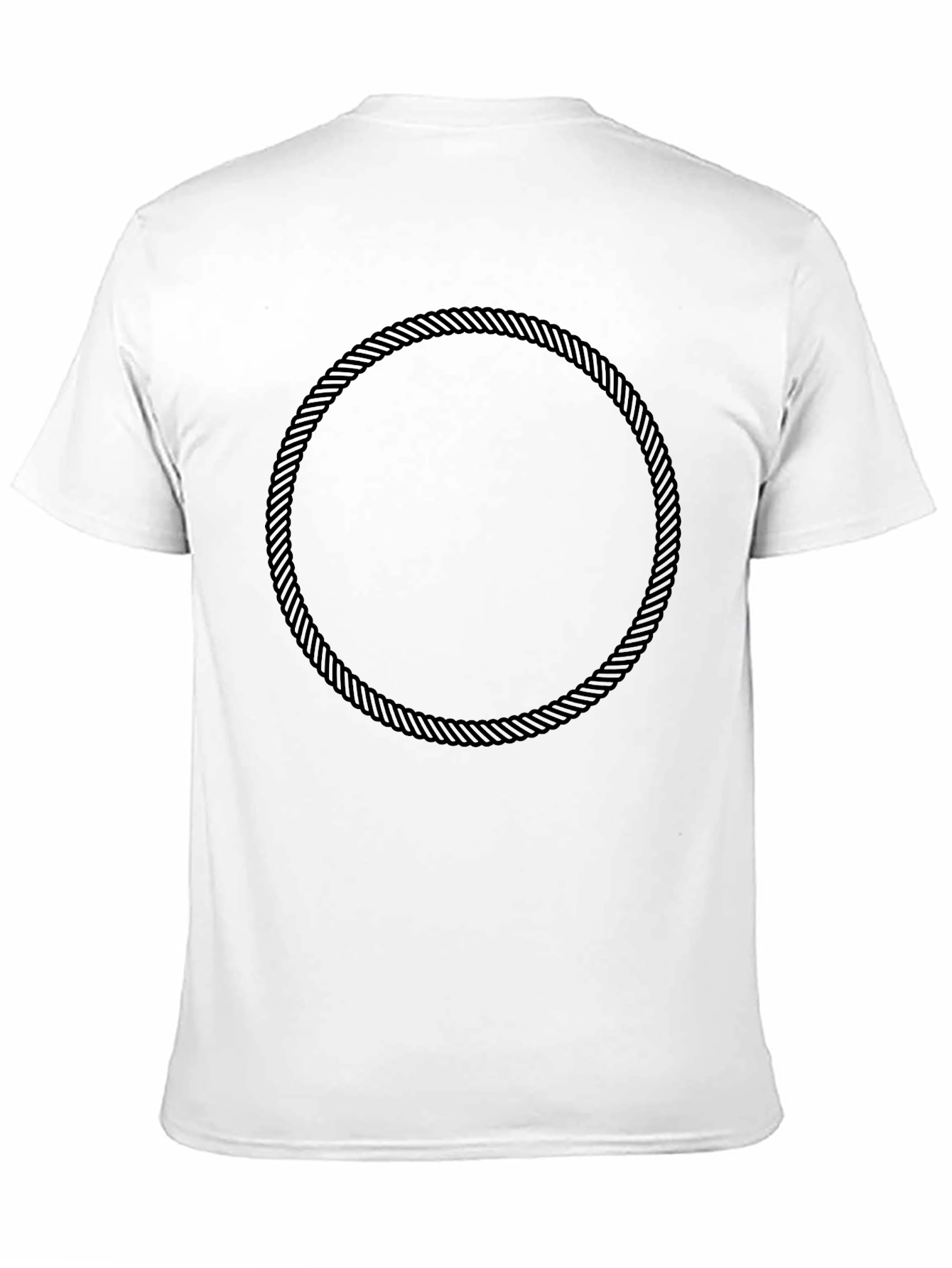 Black Men's Black T-Shirt with Rope Circle Design view 11