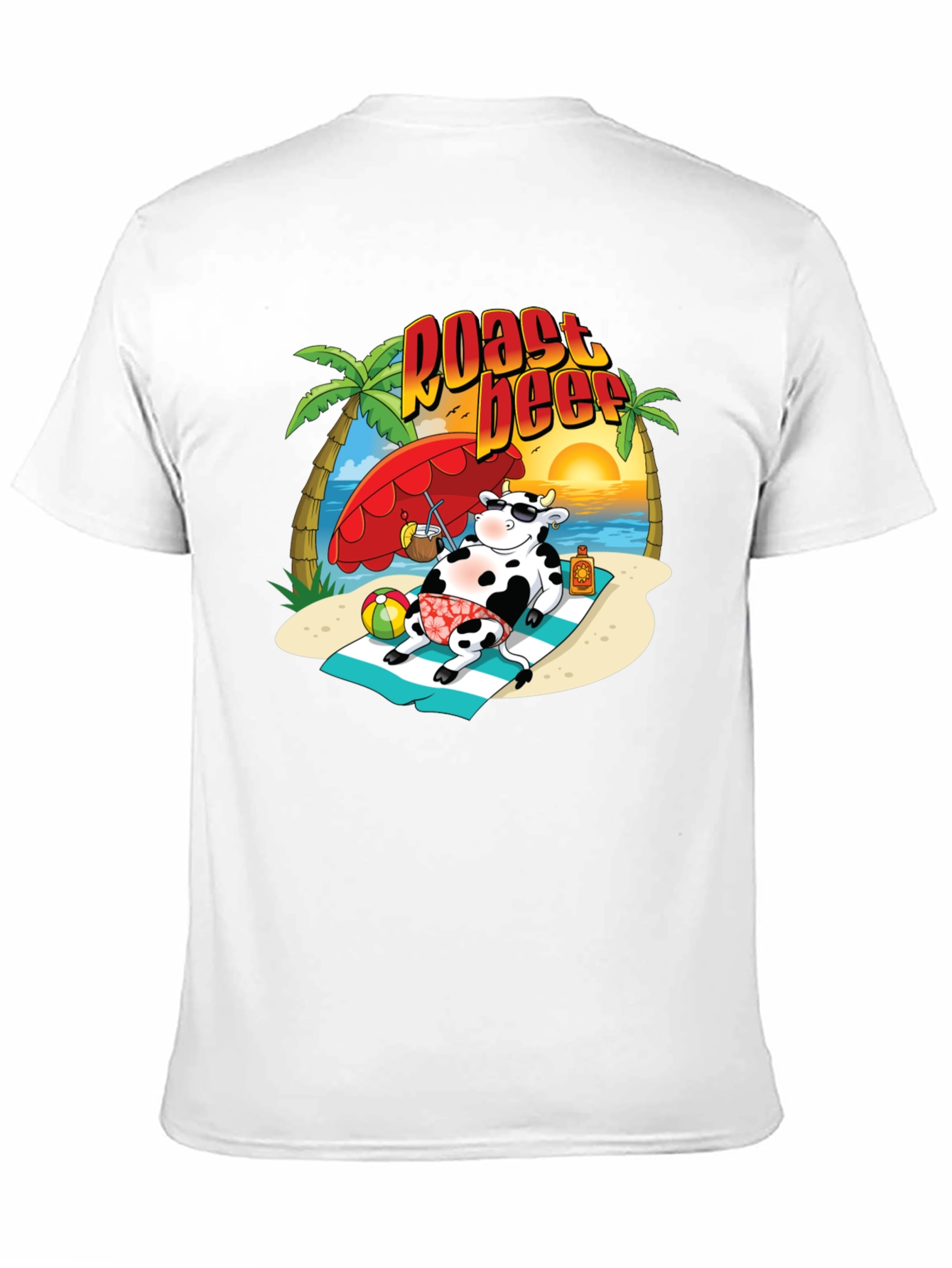 Black Roast Beef Beach Cow Graphic T-Shirt view 11