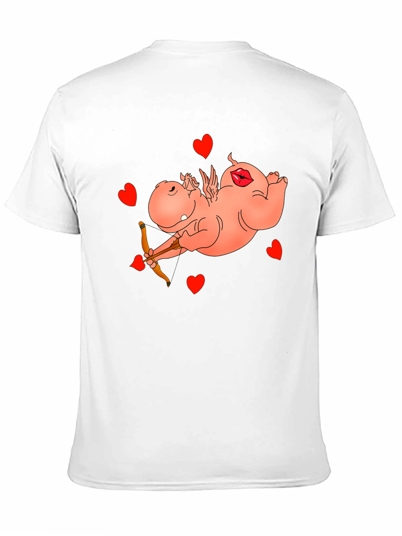 Black Cupid Hippo Graphic Tee - Funny Valentine's Day Shirt view 11