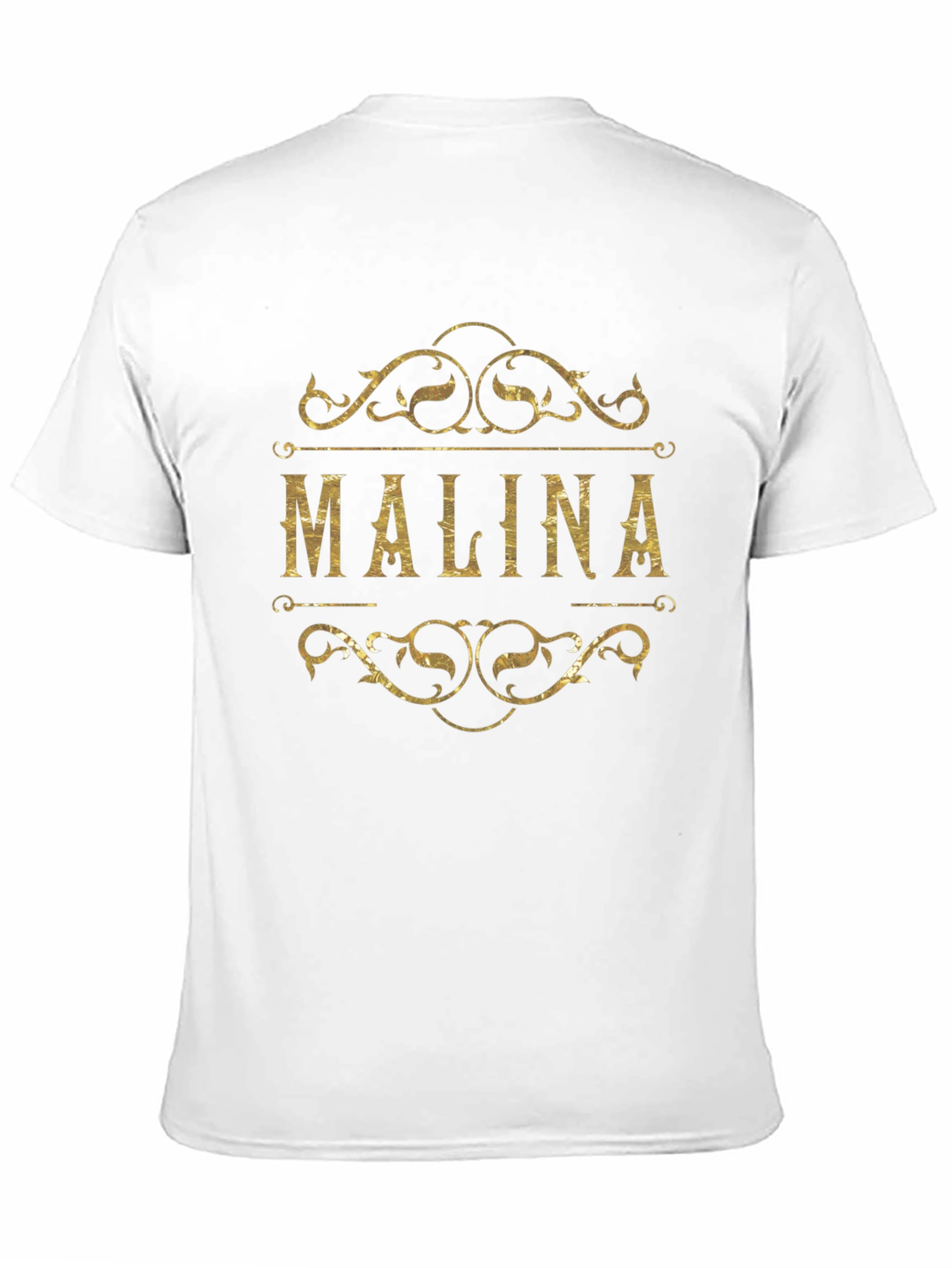 Black Personalized "Malina" Gold Print Black T-Shirt view 11