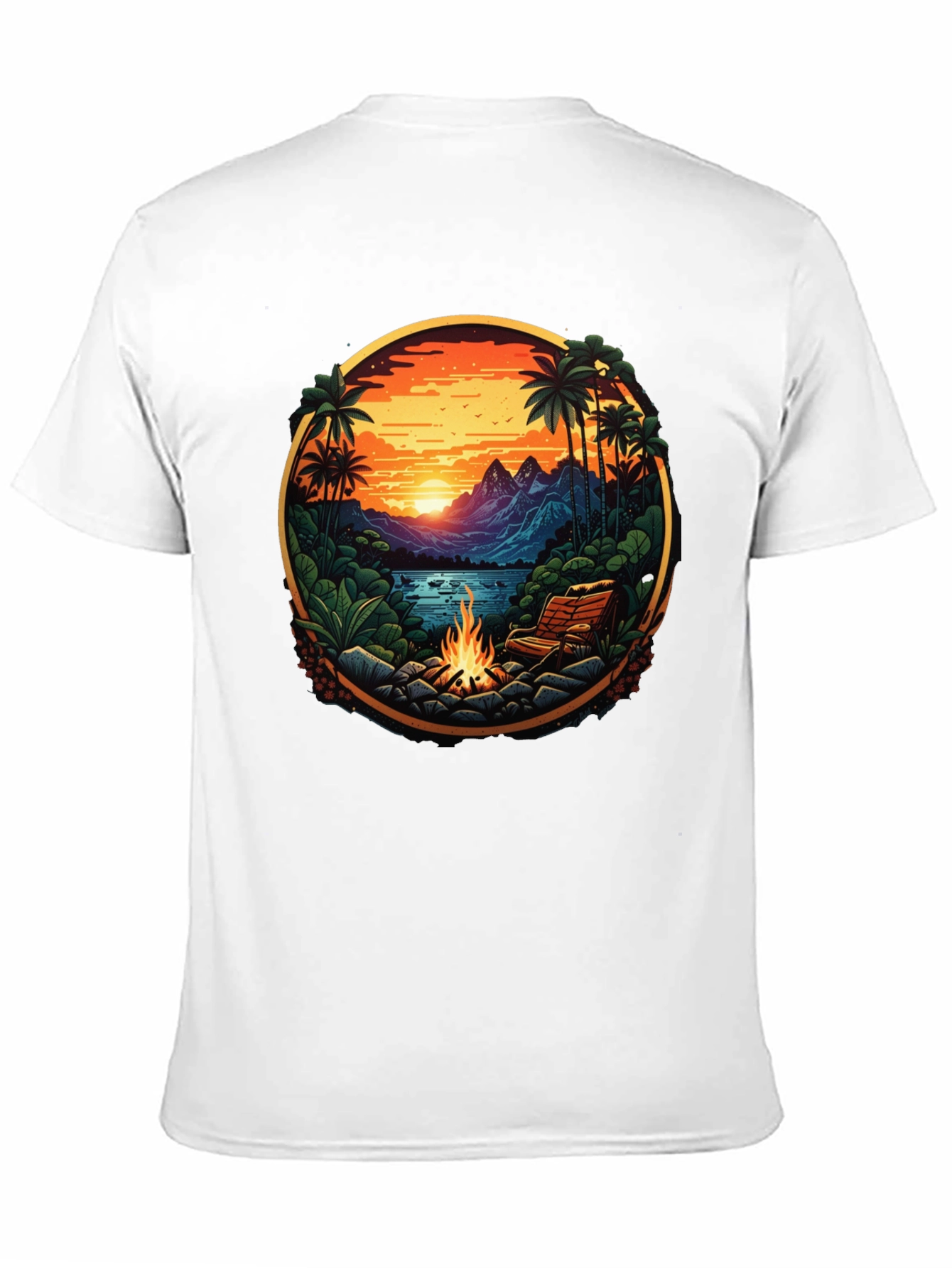 Black Tropical Campfire Graphic Tee view 11