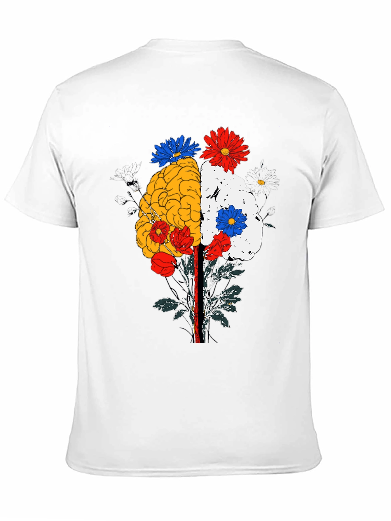 Black Brain and Flower Graphic Tee - Black Cotton view 11