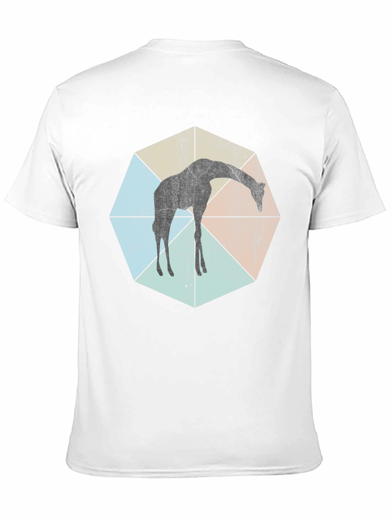 Black Geometric Giraffe T-Shirt - Unisex Black Tee view 11