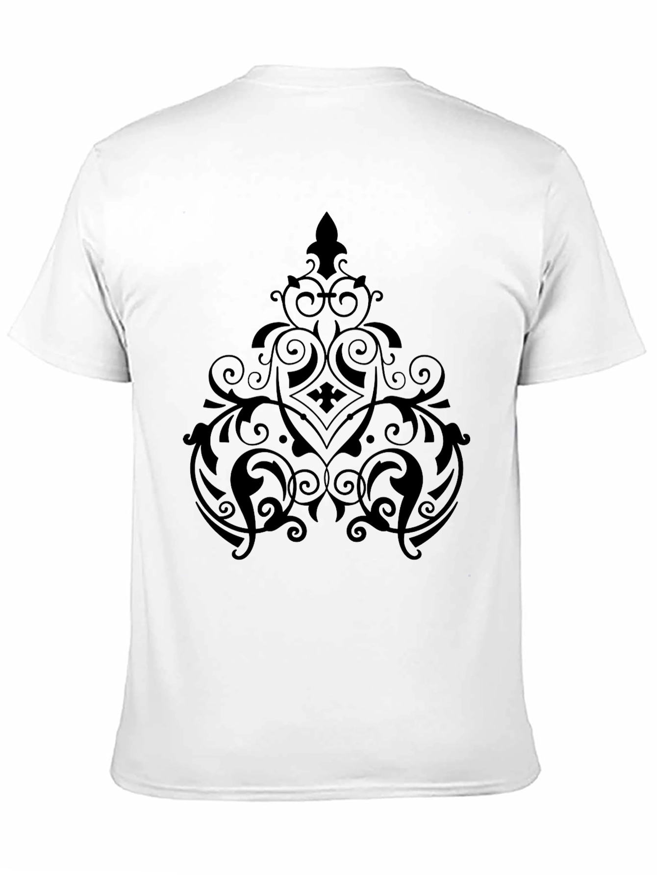 Black Elegant Black Graphic Tee - Ornate Design view 11