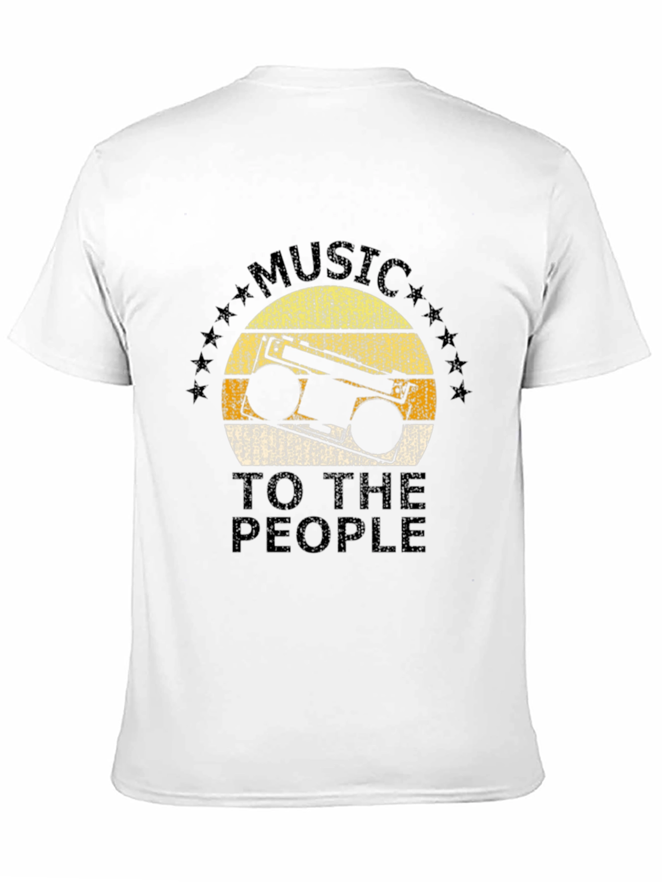 Black Retro Boombox Music to the People Black T-Shirt view 11