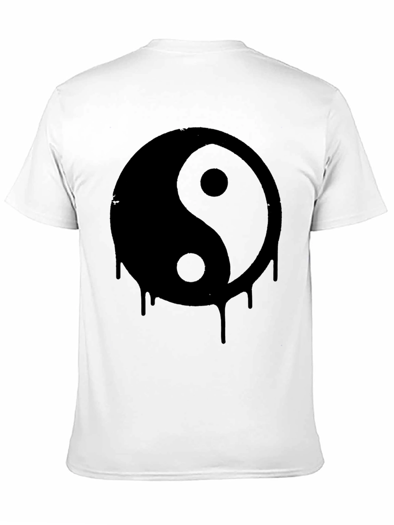 Black Yin Yang Drip Graphic Tee - Black Cotton T-Shirt view 11