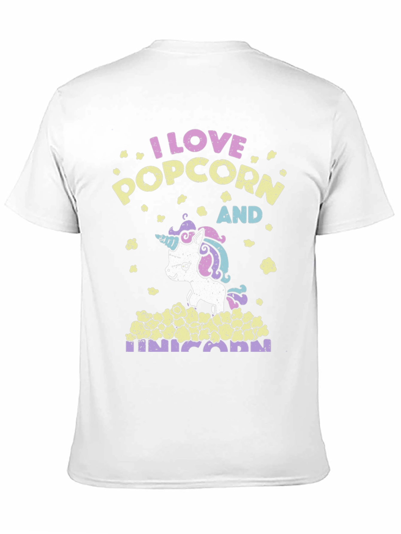 Black I Love Popcorn and Unicorn T-Shirt view 11
