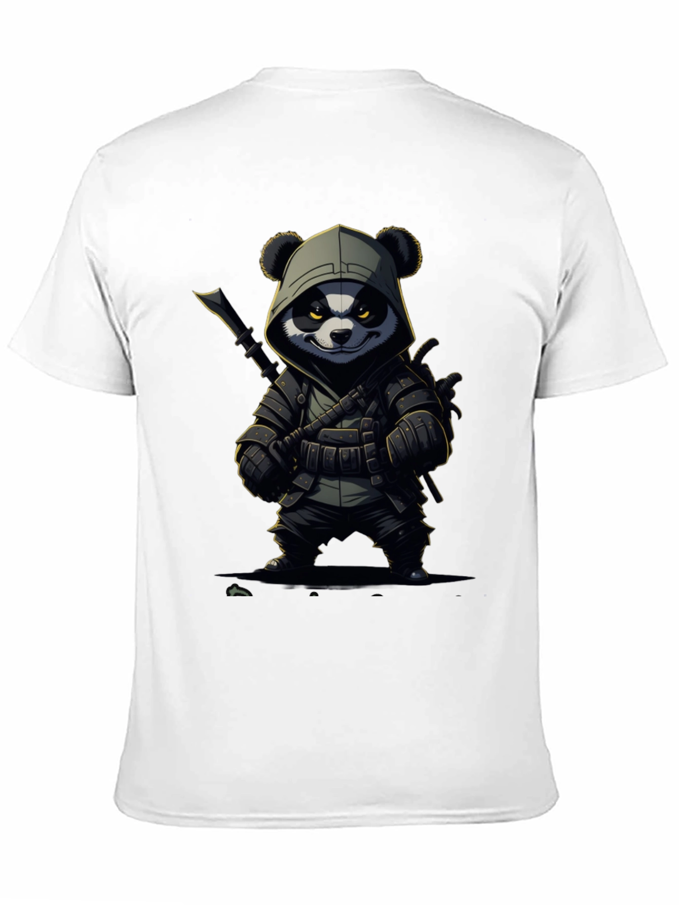Black Panda Warrior T-Shirt - Black Cotton Tee view 11