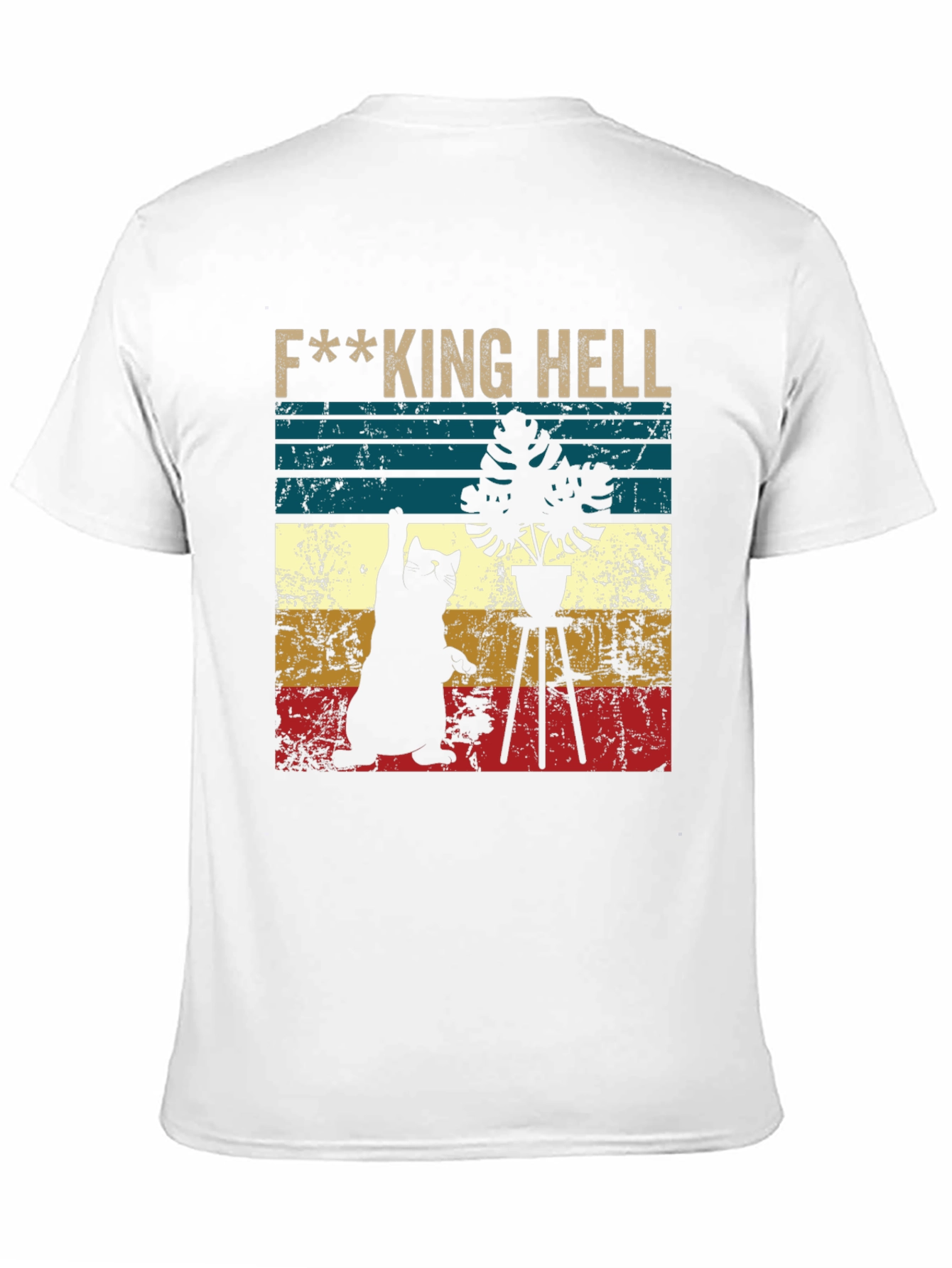 Black F***ing Hell Cat & Plant Graphic Tee - Unisex view 11