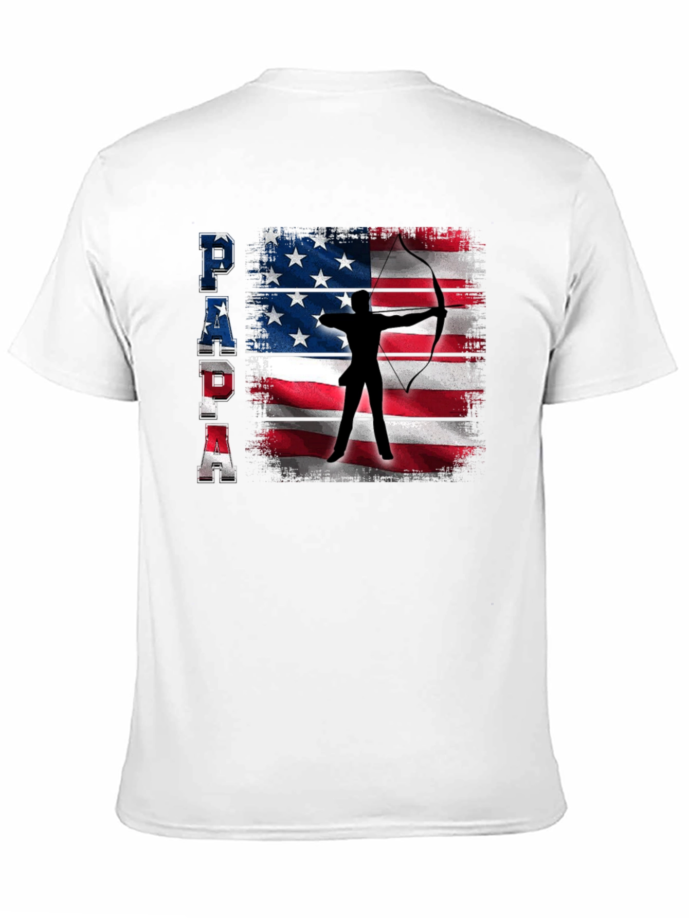 Black Patriotic Archer Dad T-Shirt - USA Flag Bow Hunting view 11