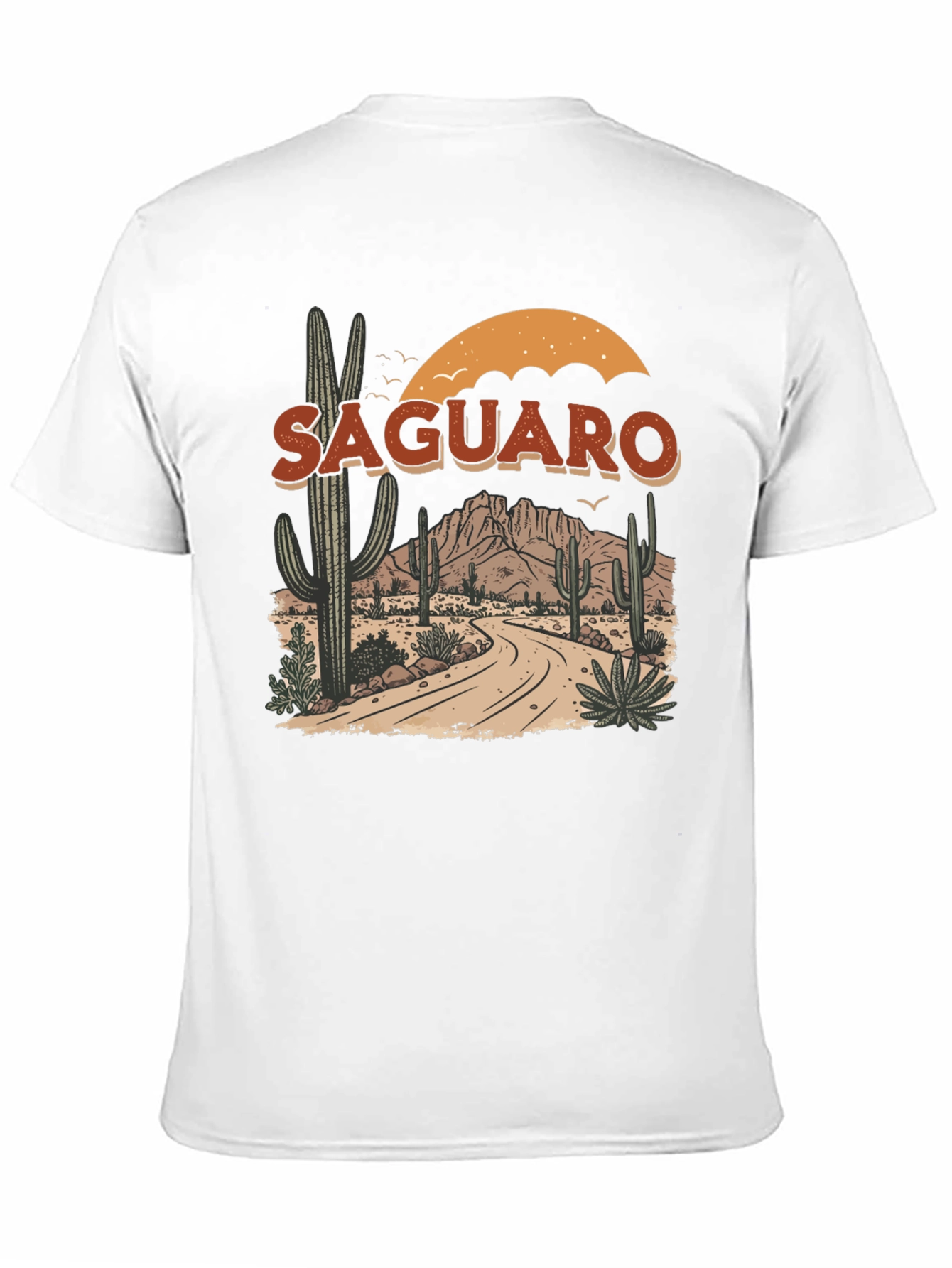 Black Saguaro Desert Graphic Tee - Black Cotton T-Shirt view 11