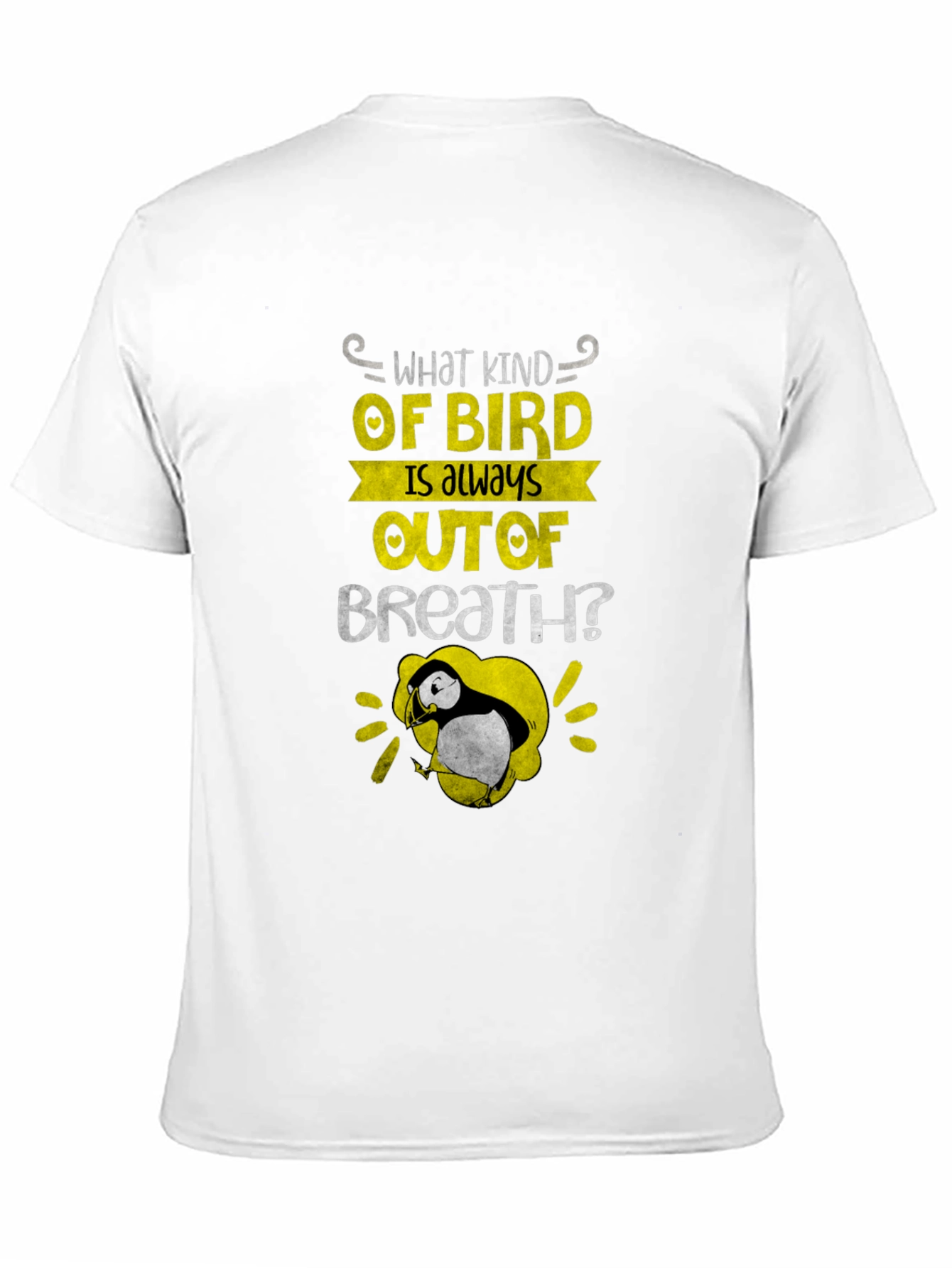 Black Out of Breath Puffin Joke T-Shirt view 11