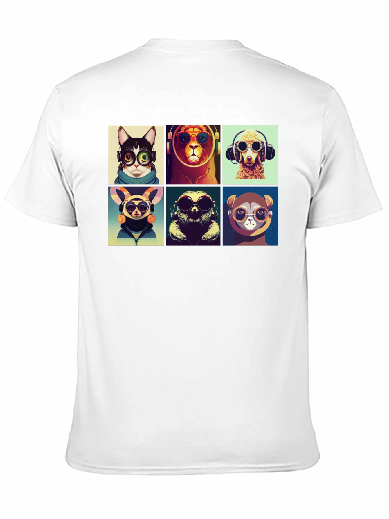 Black Hipster Animals T-Shirt: Cool Graphic Tee view 11