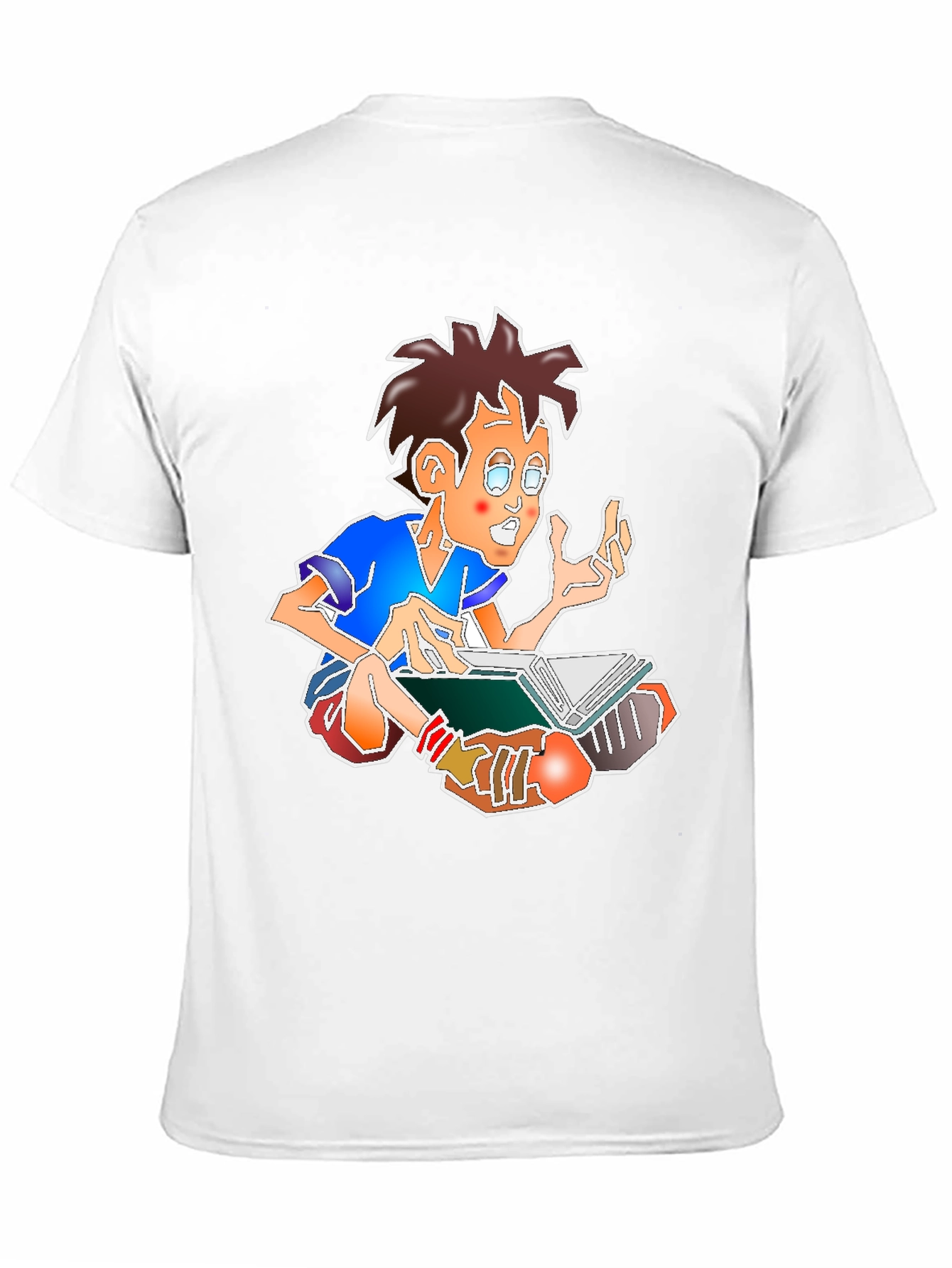 Black Cartoon Boy Reading Book Black Tee view 11