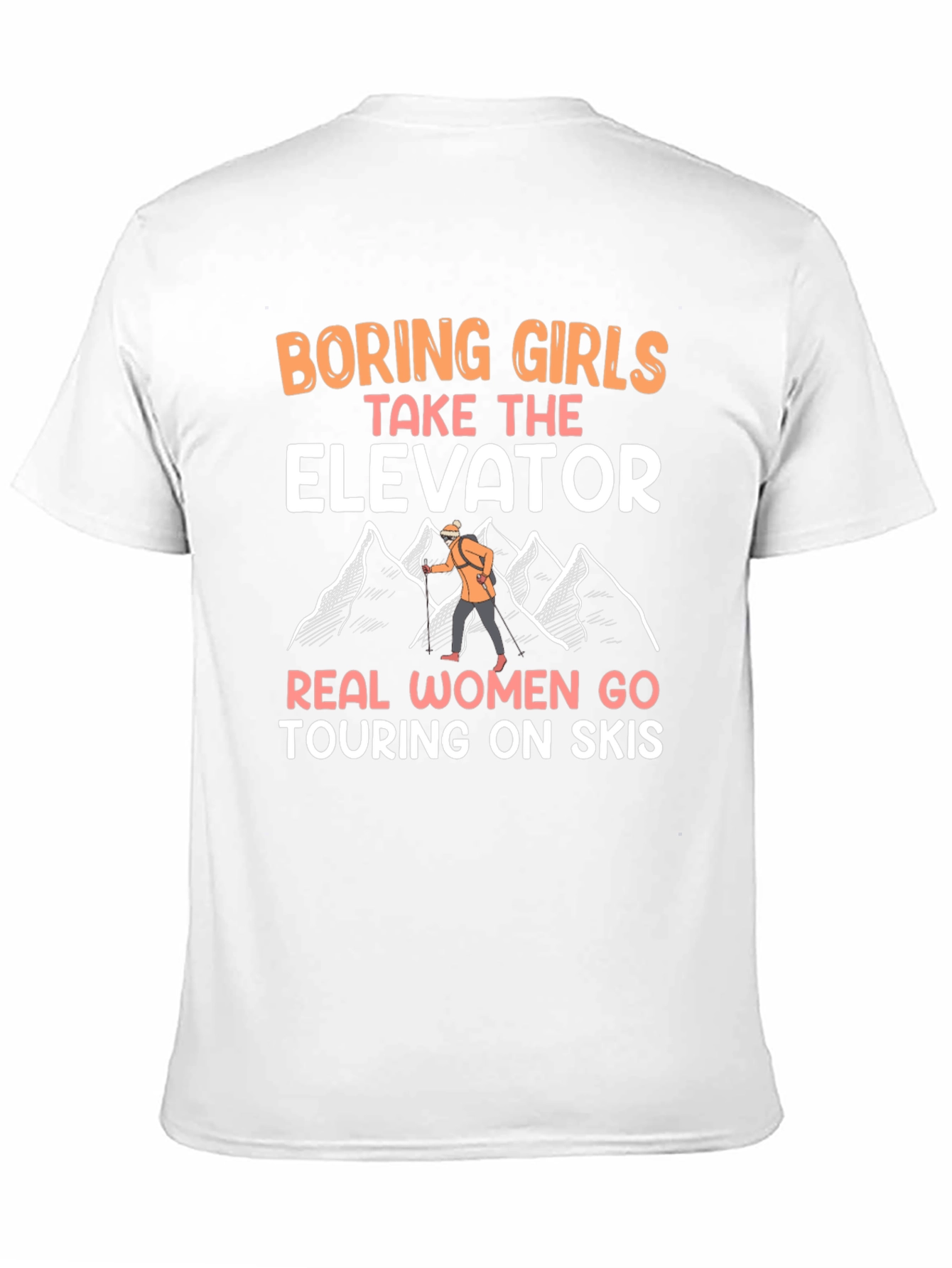 Black Funny Ski Touring Women's T-Shirt view 11