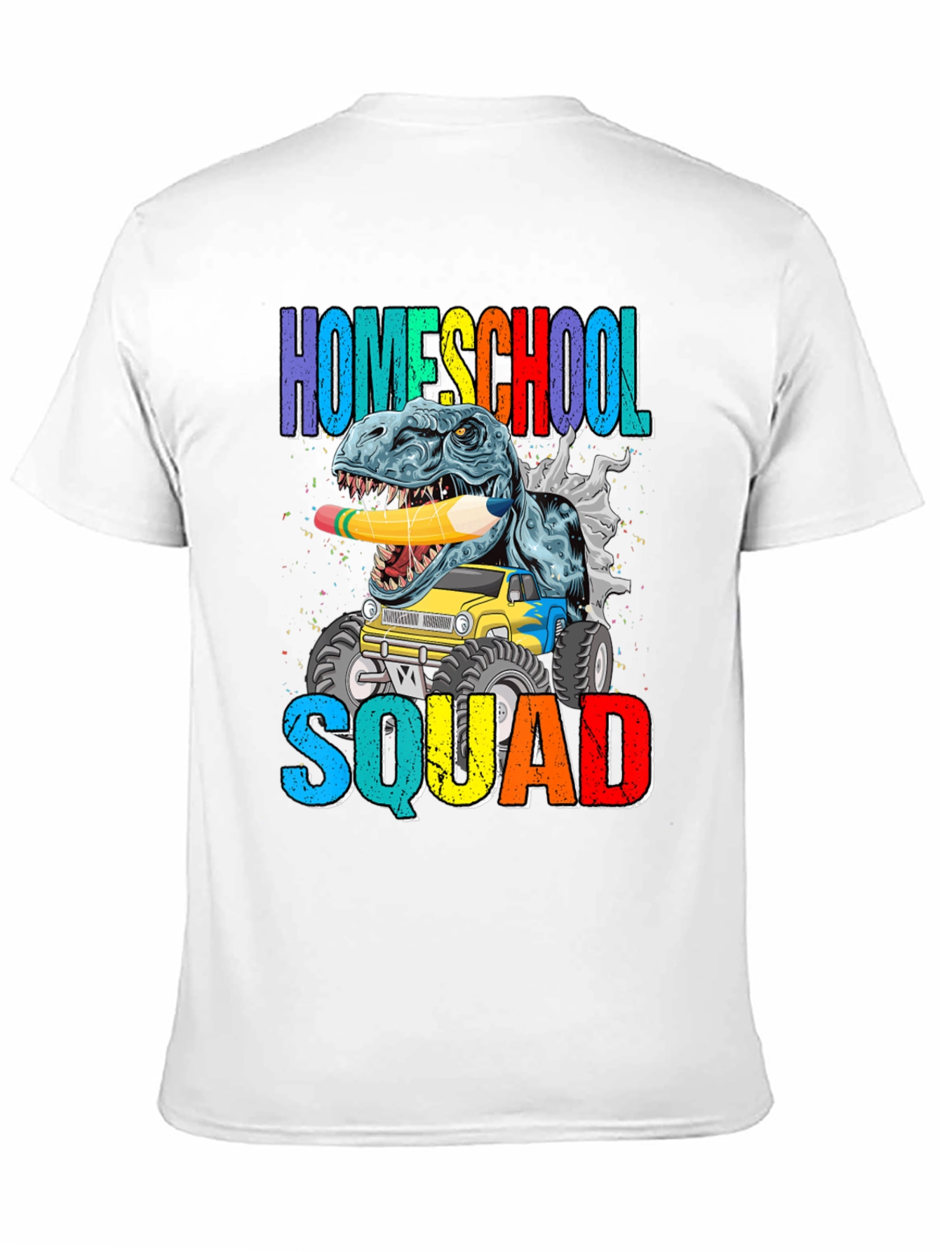 Black Homeschool Squad T-Shirt Dinosaur Monster Truck view 11