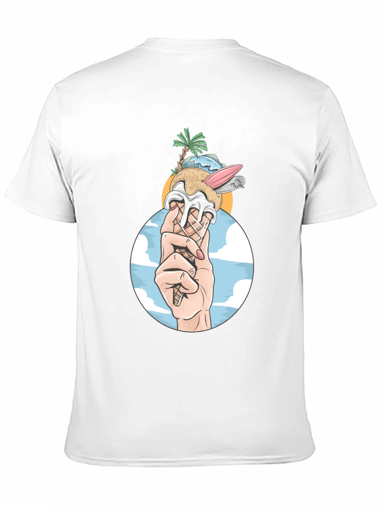 Black Tropical Ice Cream Cone Graphic Tee - Black Cotton Shirt view 11