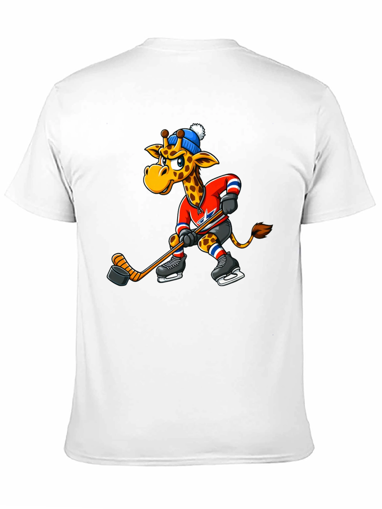 Black Hockey Giraffe Graphic Tee - Black Cotton T-Shirt view 11