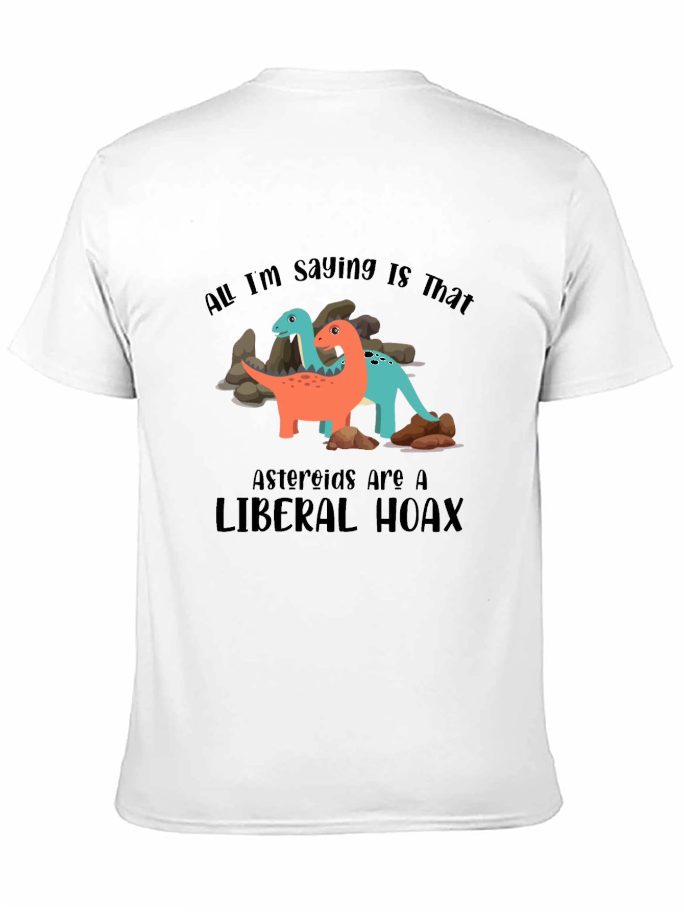 Black Dinosaur Asteroid Hoax T-Shirt view 11