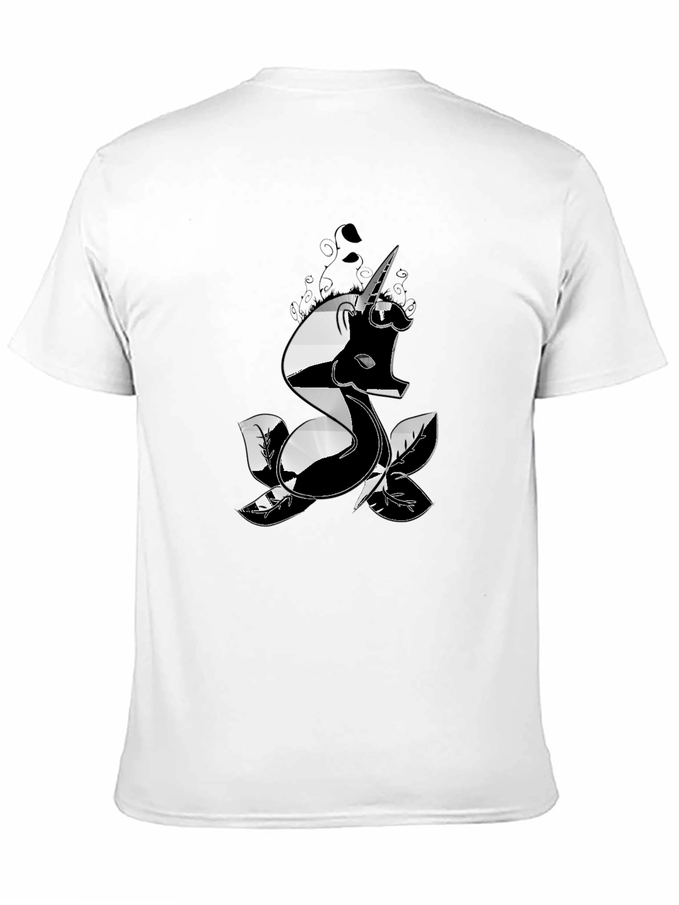 Black Men's Black T-Shirt with Unicorn Design view 11